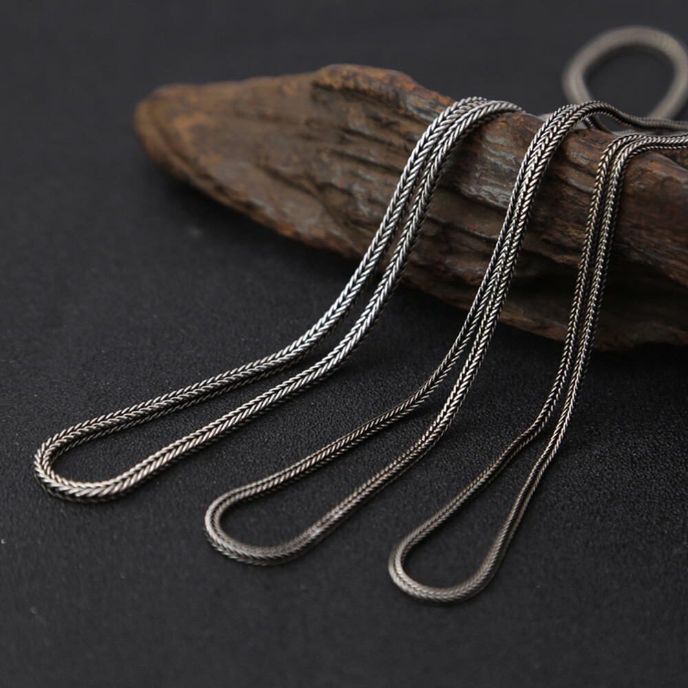Real 925 Sterling Silver Women Necklace Wheat Link Chain 1.5mm 2mm 2.8mm Width