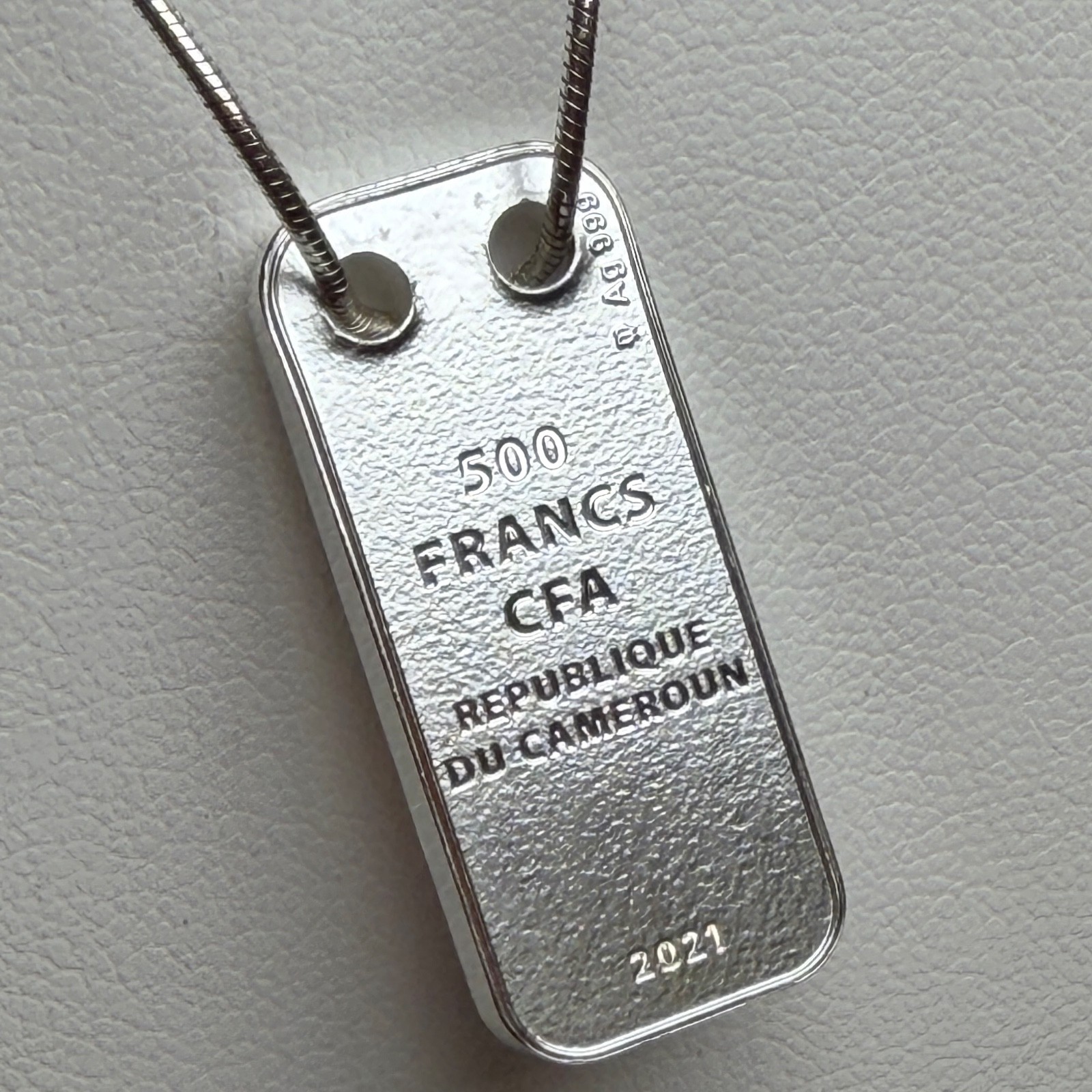 2021 Cameroon LOVE PENDANT CFA 10 Grams Silver w/ 925 Chain Italy GEM Proof COA