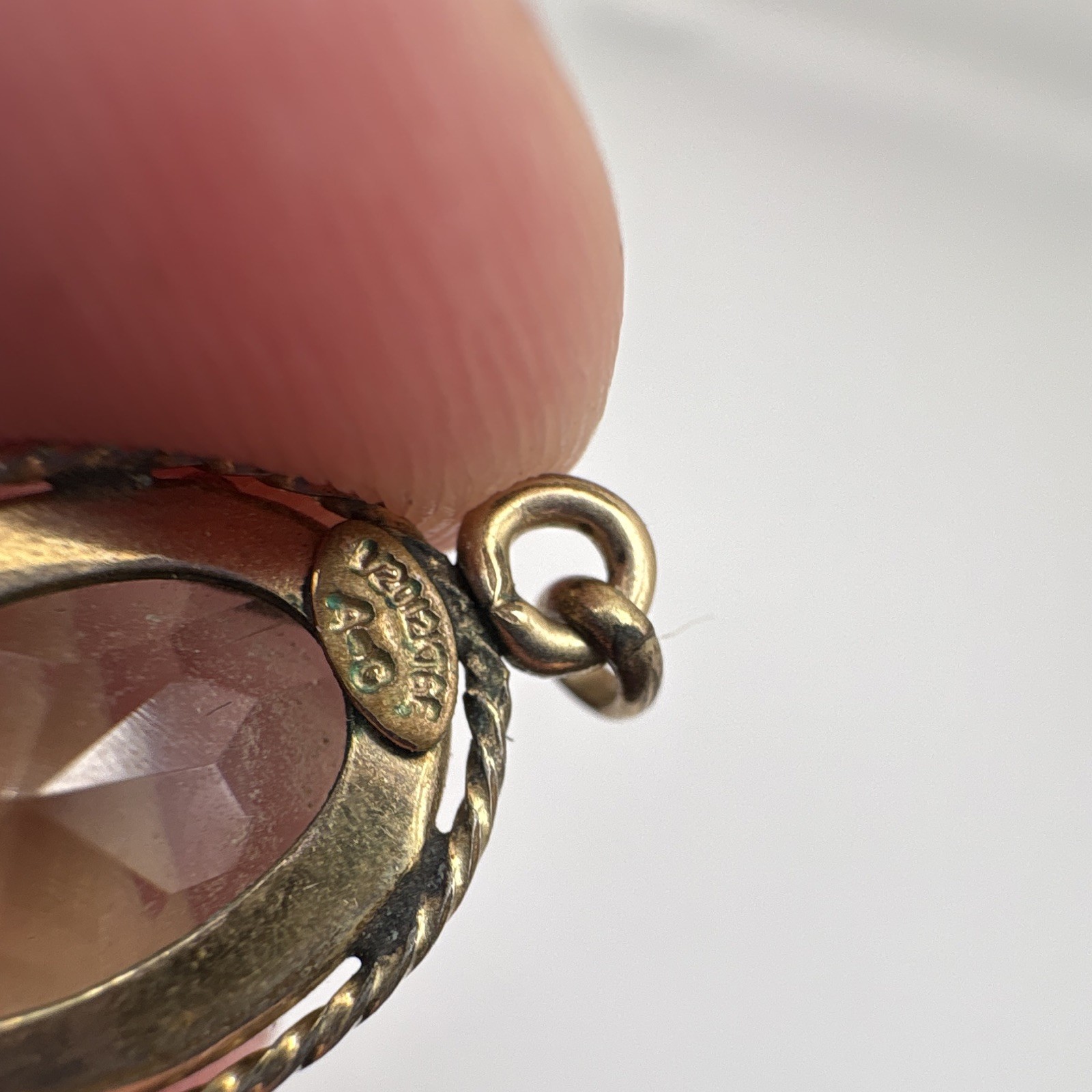 10k Yellow Gold Filled Smoky Quartz Oval Prong Set Pendant Charm Signed