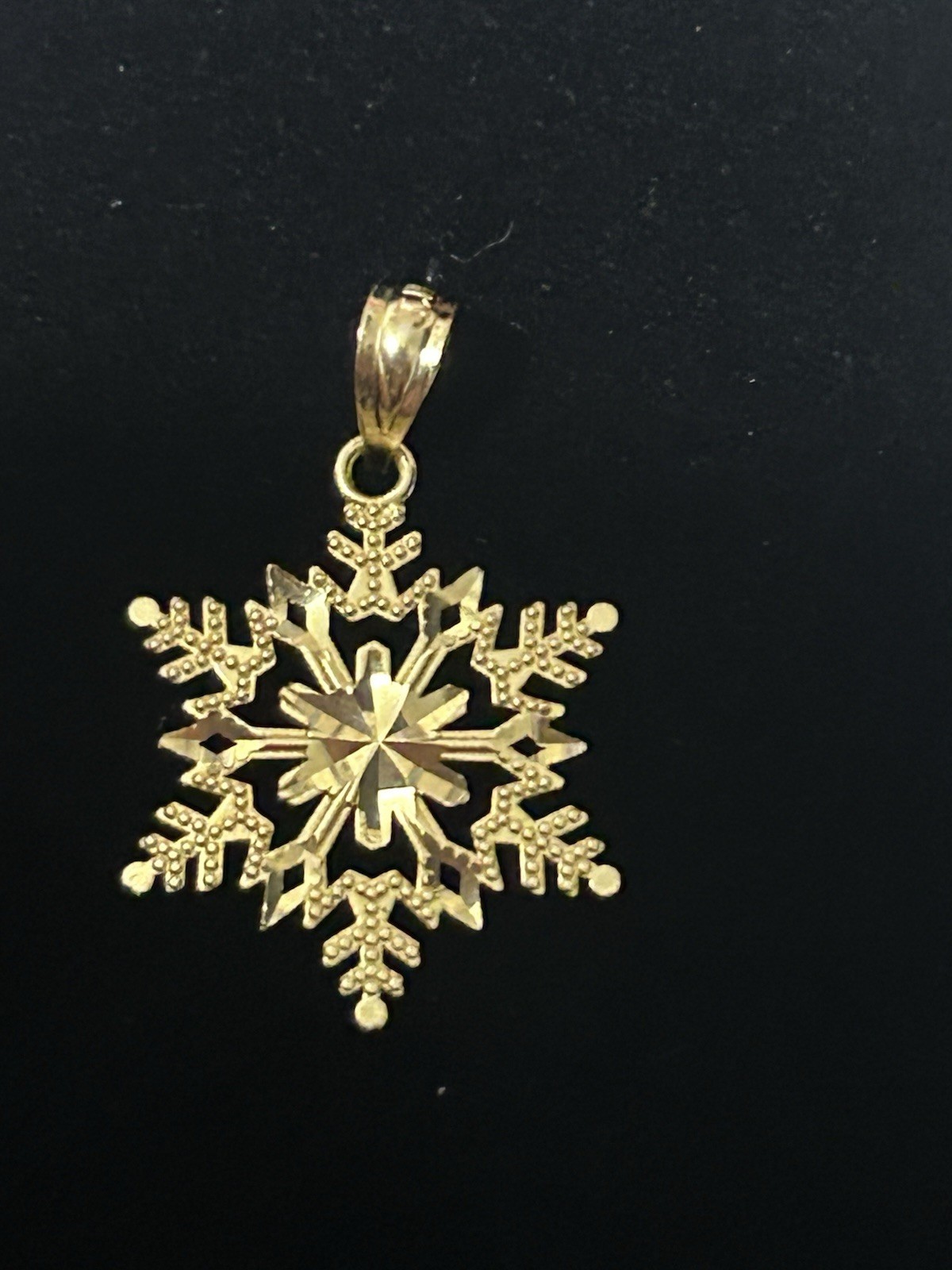 Vintage 14K Yellow Gold Diamond Cut Snowflake Pendant Charm 0.9g Anchor Mark