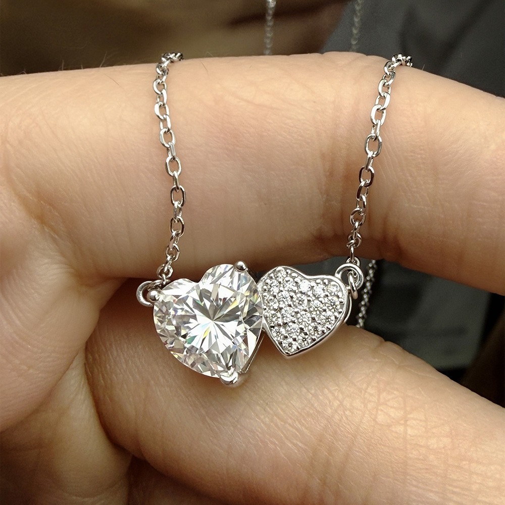2ct Heart Cut Real Moissanite Women Pendant Necklace 925 Sterling Silver Chain