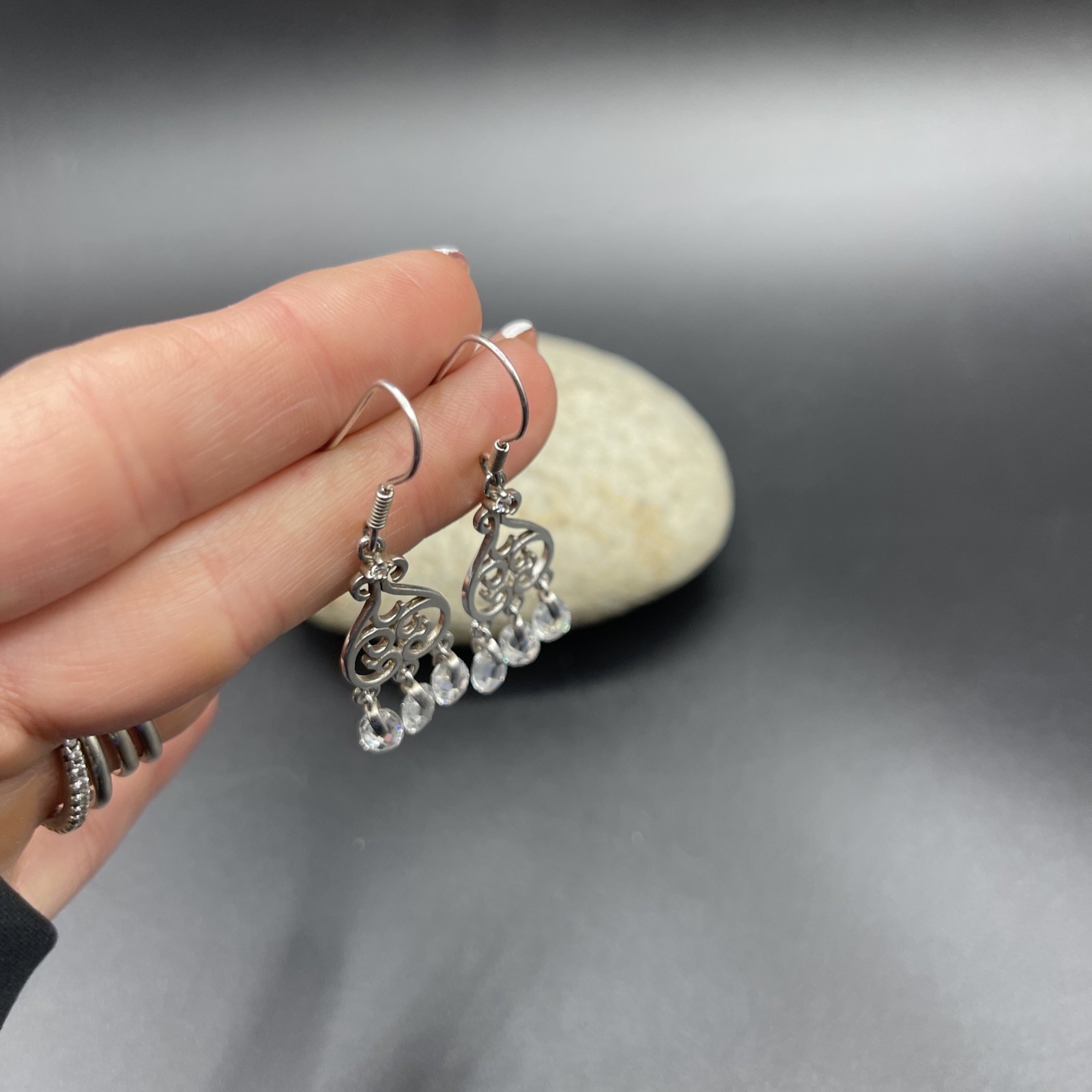 Stunning 925 Sterling Silver Dangle Earrings **A MUST SEE BEAUTIFUL** #I190