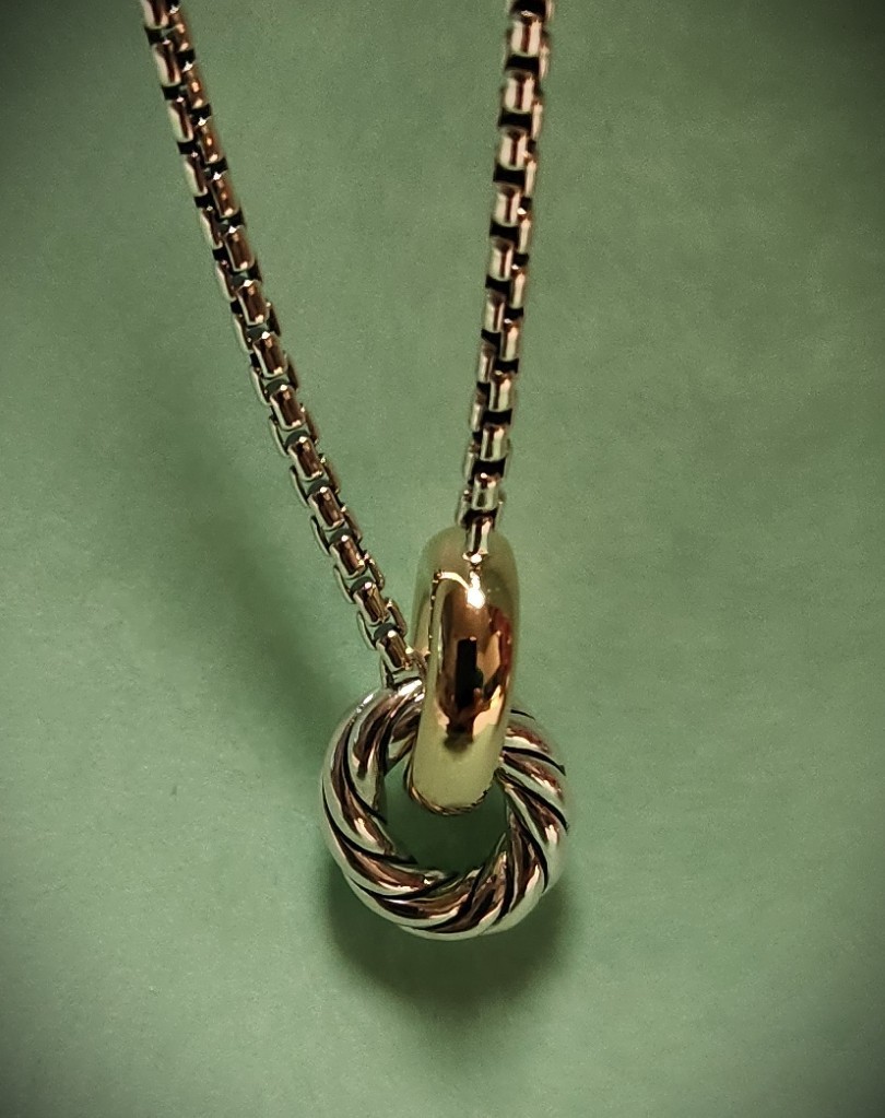 [NEW W/CERTIFICATE] David Yurman Petite Cable Linked Necklace, Silver/Gold 17 mm