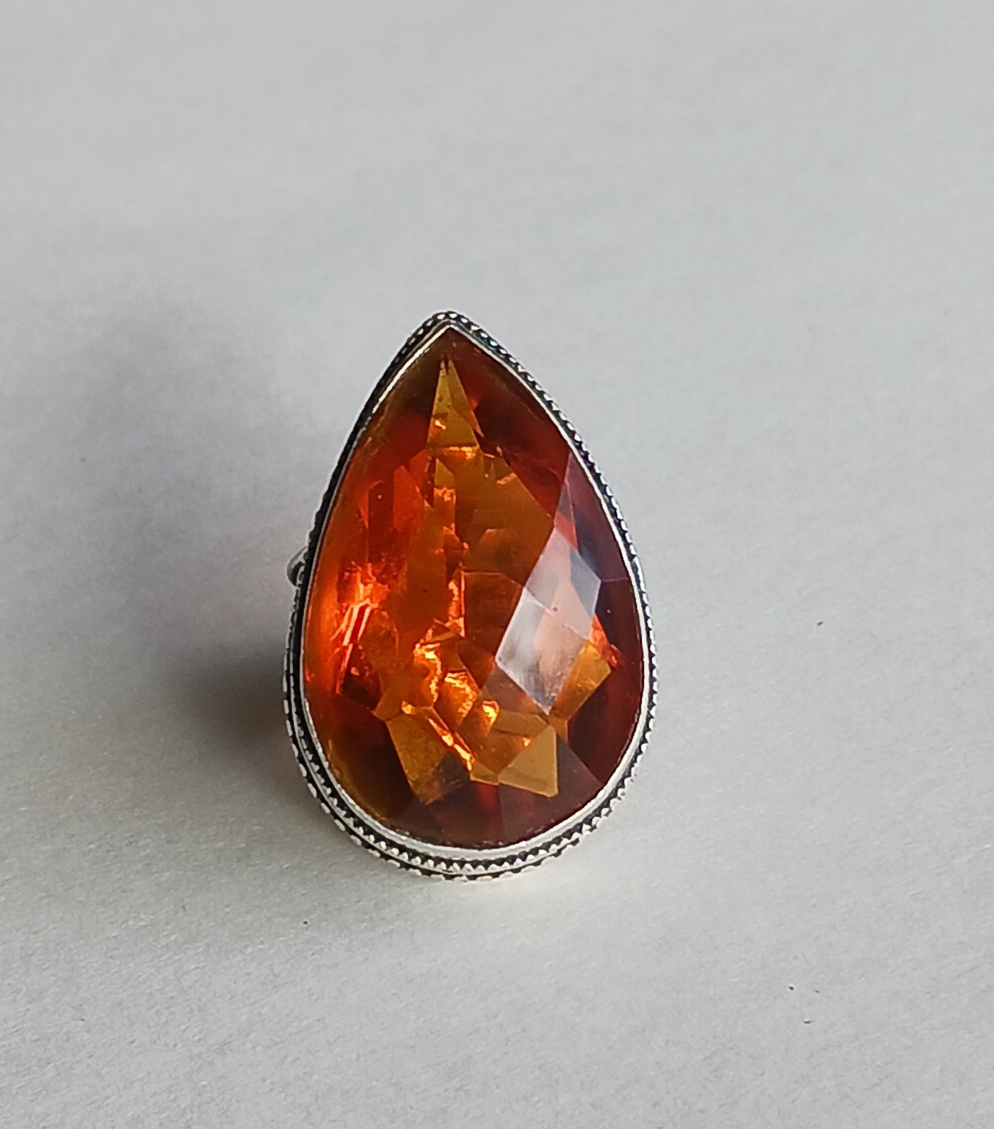 womens sterling silver .925 Citrine gemstone ring Artisan sz. 7.5