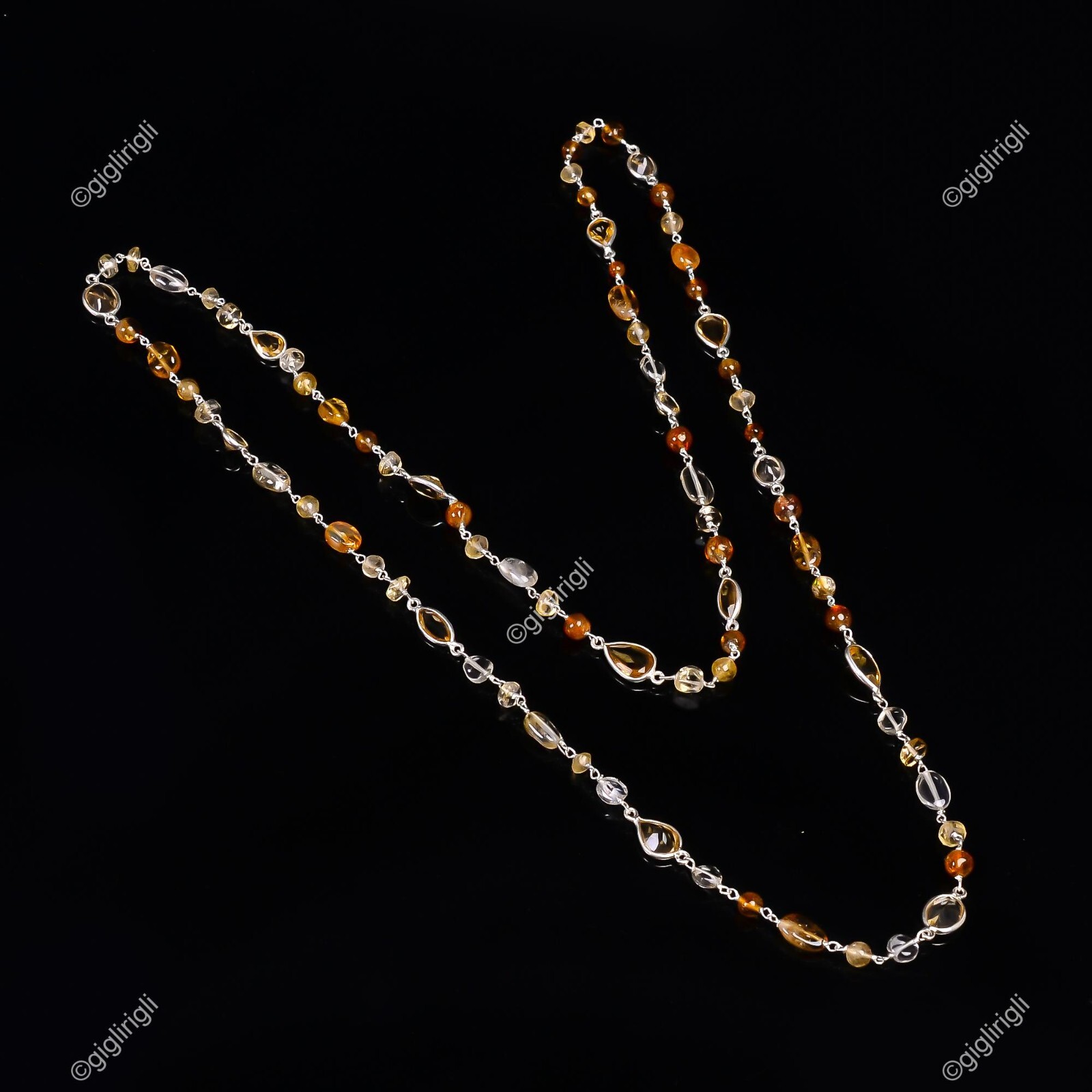 Natural Multi-Stone Beaded Necklace 925 Silver Good Friday Gift Wedding Jewelry