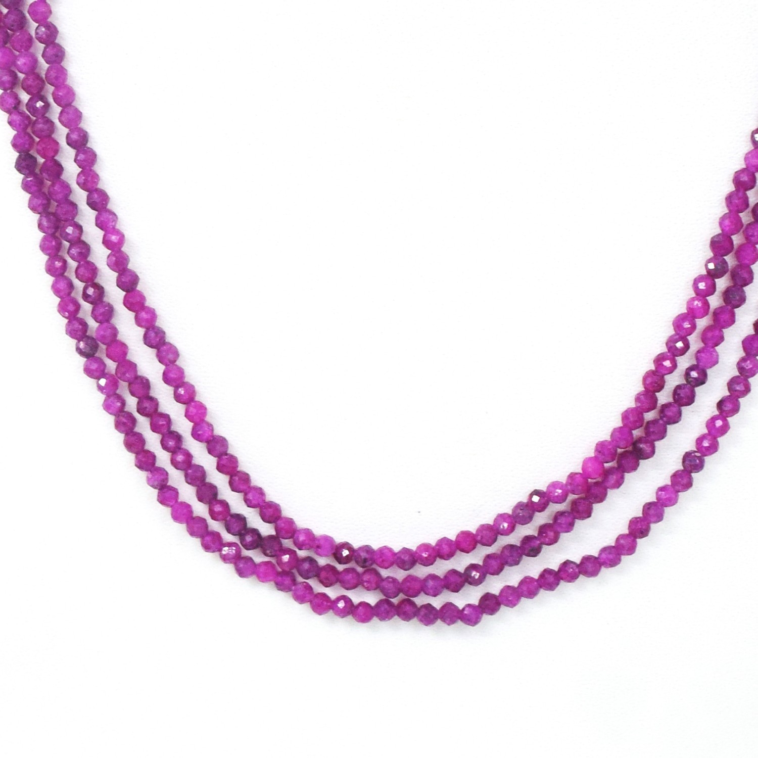 3 Strand Most Outstanding 131.Cts Faceted Red Spinel Beaded Necklace RK 89 AZ27