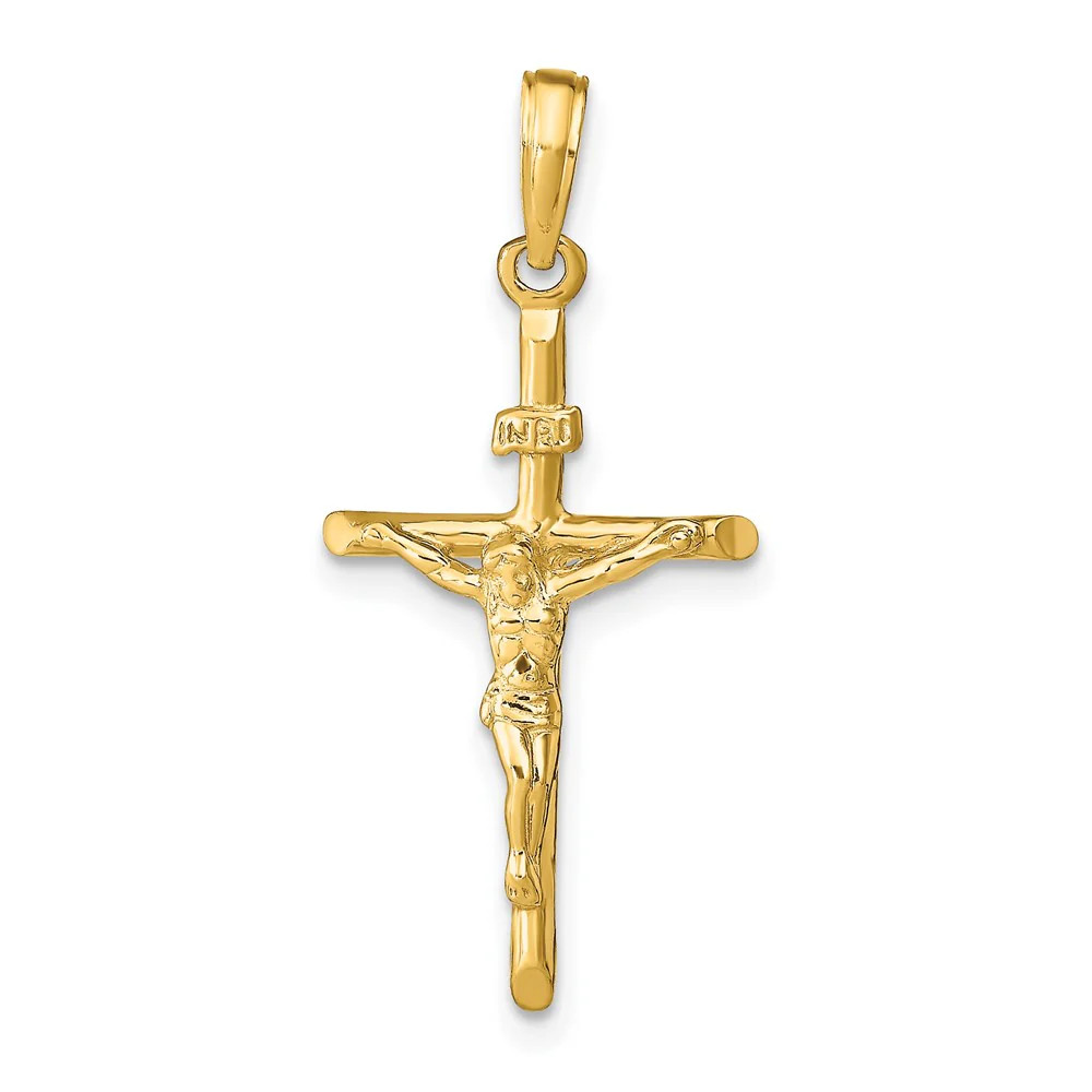 10K / 14K Yellow Gold Stick Style Crucifix Pendant