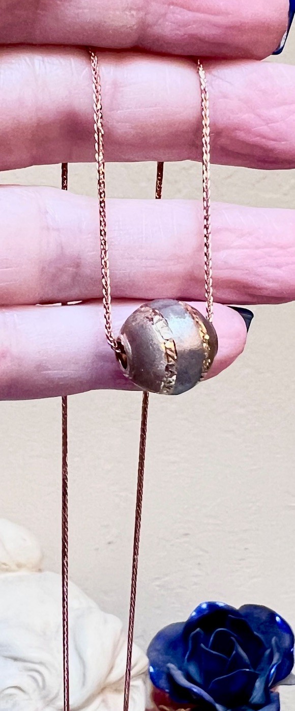 BEAUTIFUL Designer 14 Kt. Rose, Yellow & White Gold Engraved Ball/Bead Necklace