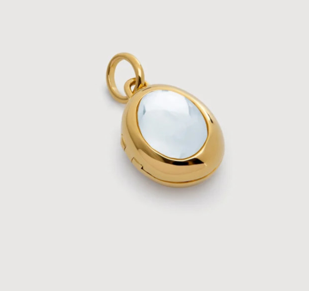 MONICA VINADER 💎 Locket 18k Gold & Rock Crystal RRP £99 Pre-Engraved