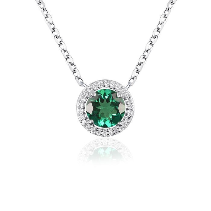 4CT Green Round cut Shaped Moissanite Pendant 14K white Gold Plated free chain