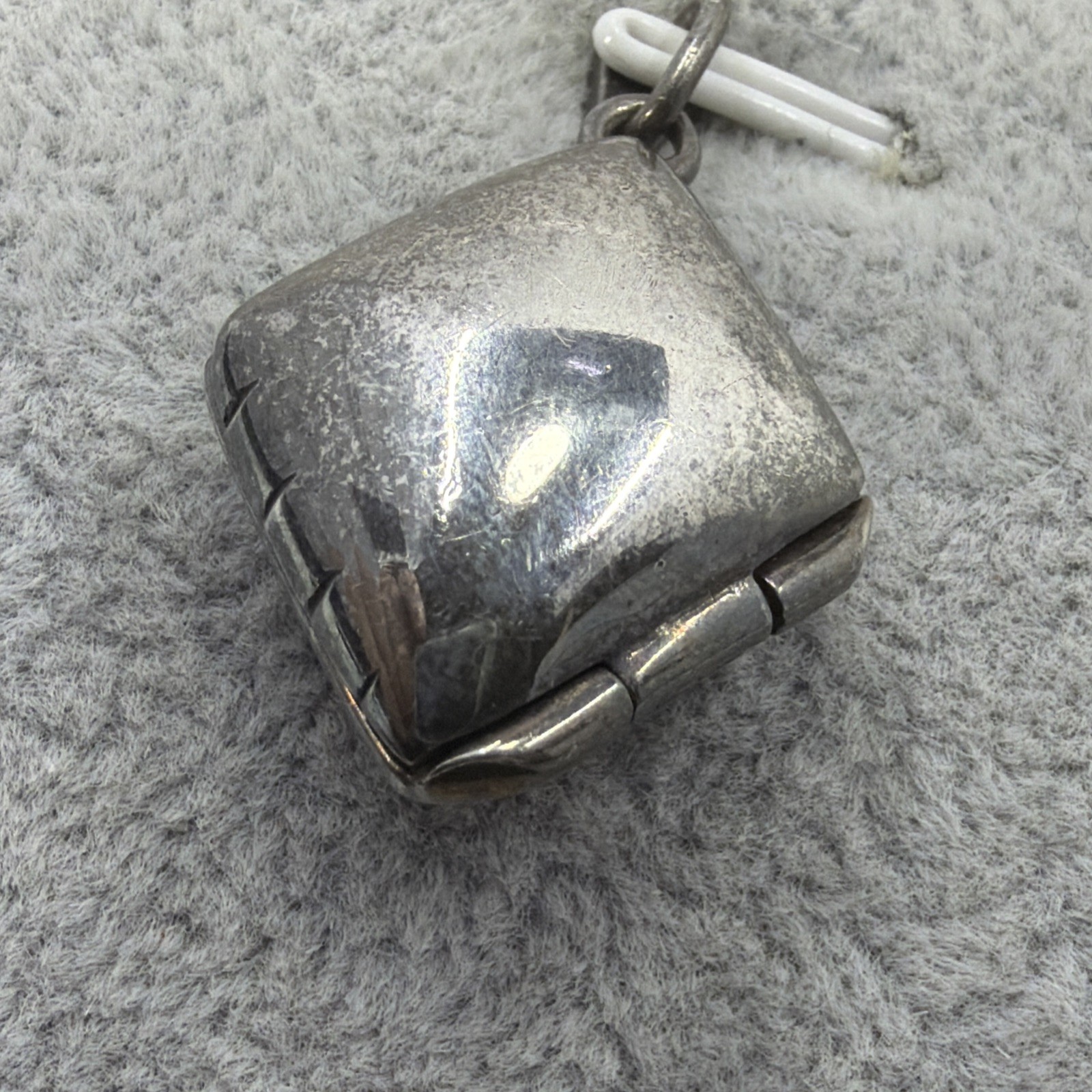 Vintage Look Sterling Silver 925 Marcasite Diamond Shaped Locket Pendant 1.25”