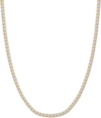 5.25 Ct 2MM Width Tennis Chain Necklace Lab Created Moissanite Sterling Silver