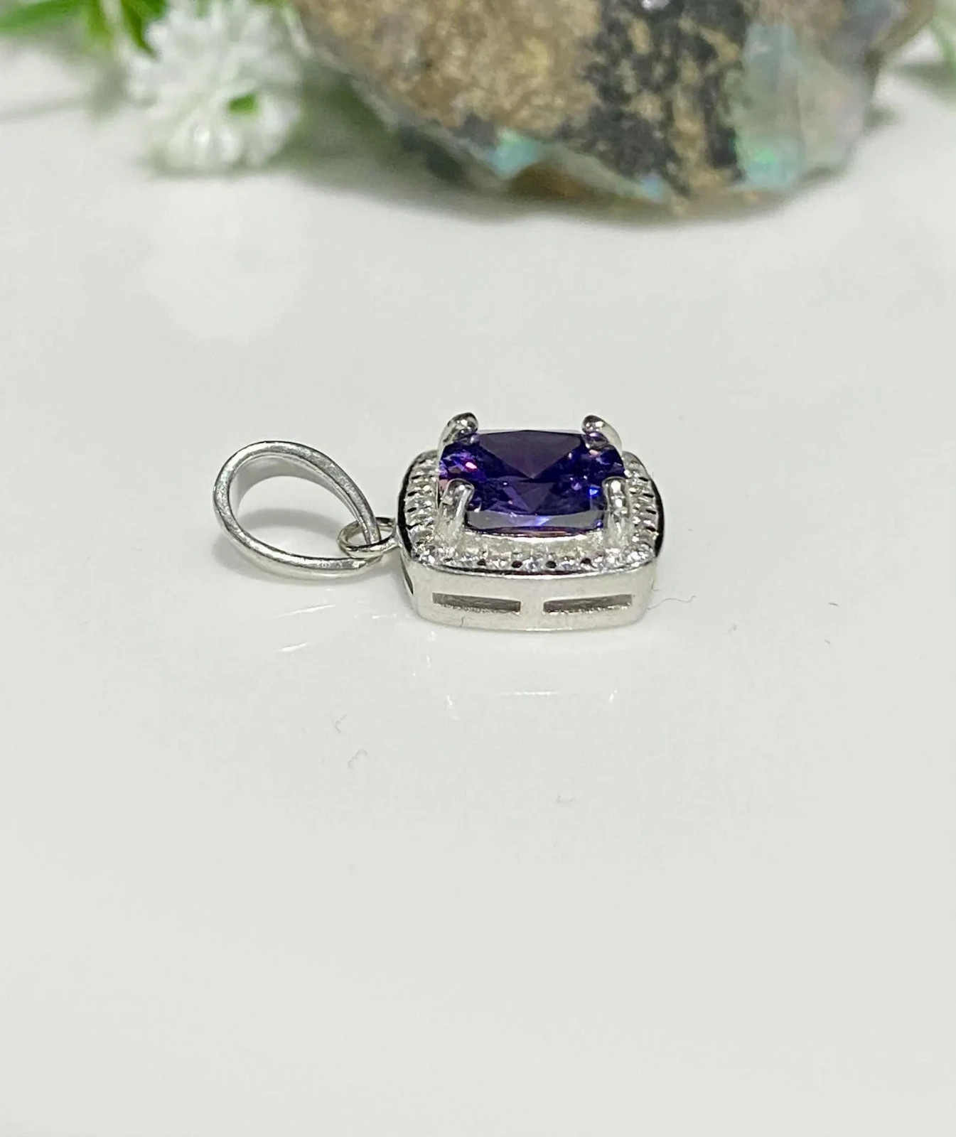 3.50 Ct Cushion Cut Natural Sapphire Diamond Gorgeous Pendant 14K White Gold