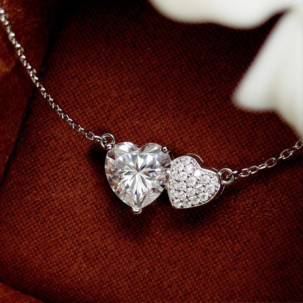 2ct Heart Cut Real Moissanite Women Pendant Necklace 925 Sterling Silver Chain