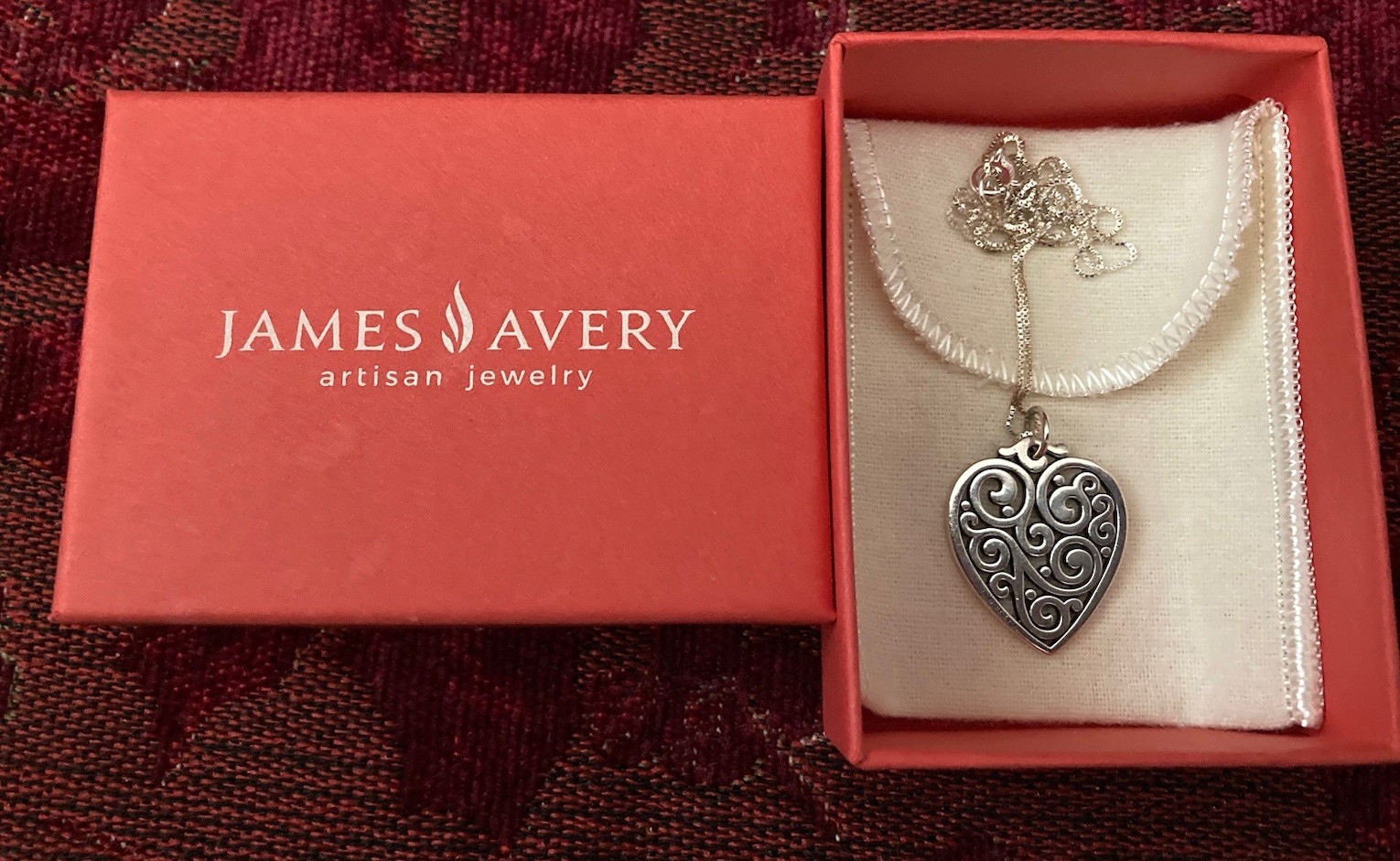 ❤️JAMES AVERY SORRENTO HEART PENDANT NECKLACE W/ STERLING CHAIN ORIGINAL BOX EUC