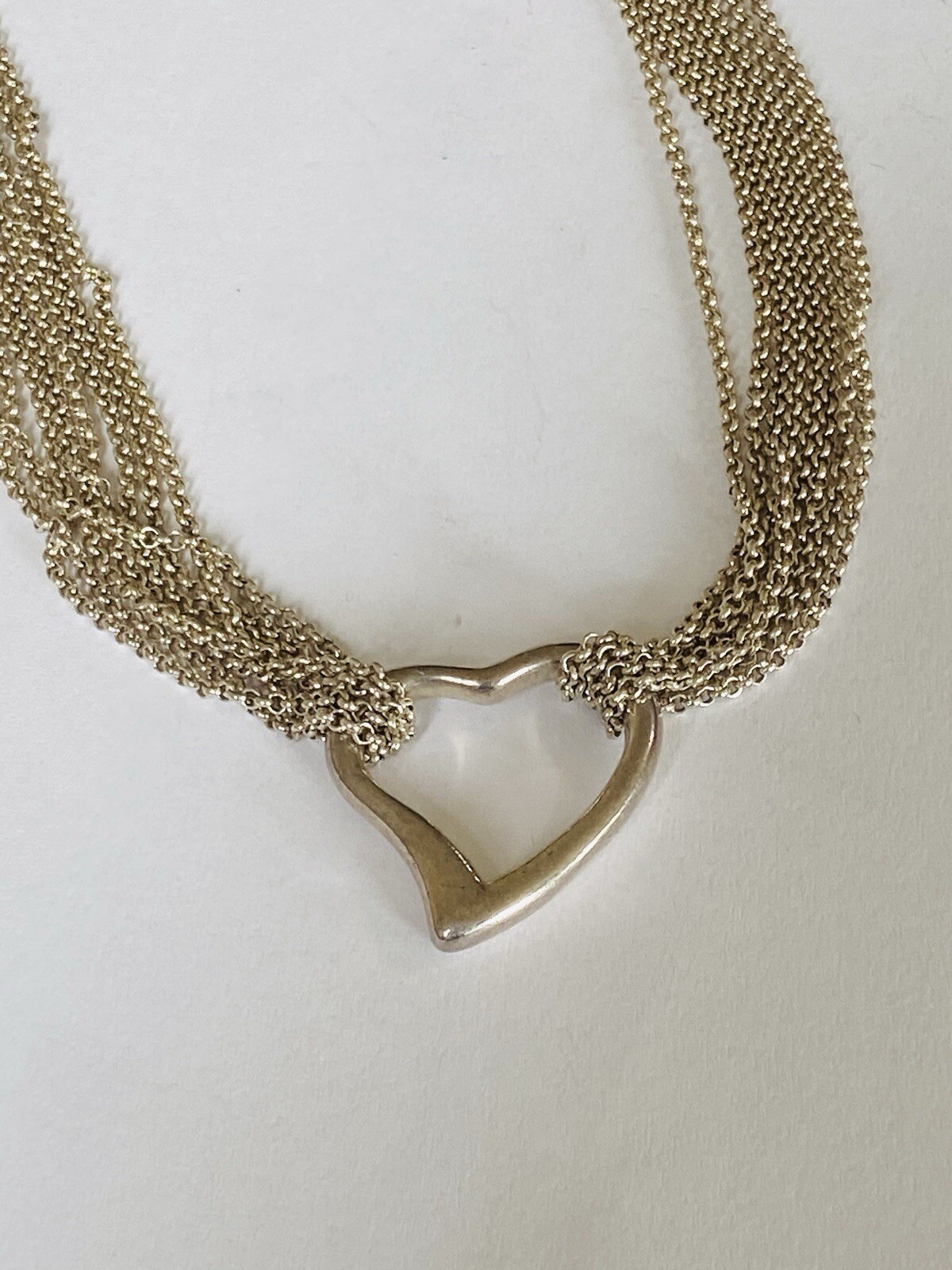 Vintage IBB Sterling Silver Multi Strands Chain Heart Choker Necklace 28-Grams