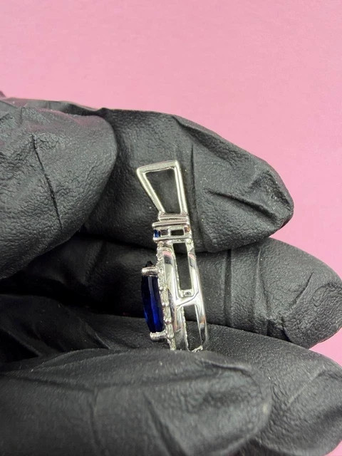 2.00Ct Oval Cut Lab Created Sapphire Women’s Halo Pendant 14K White Gold Plated