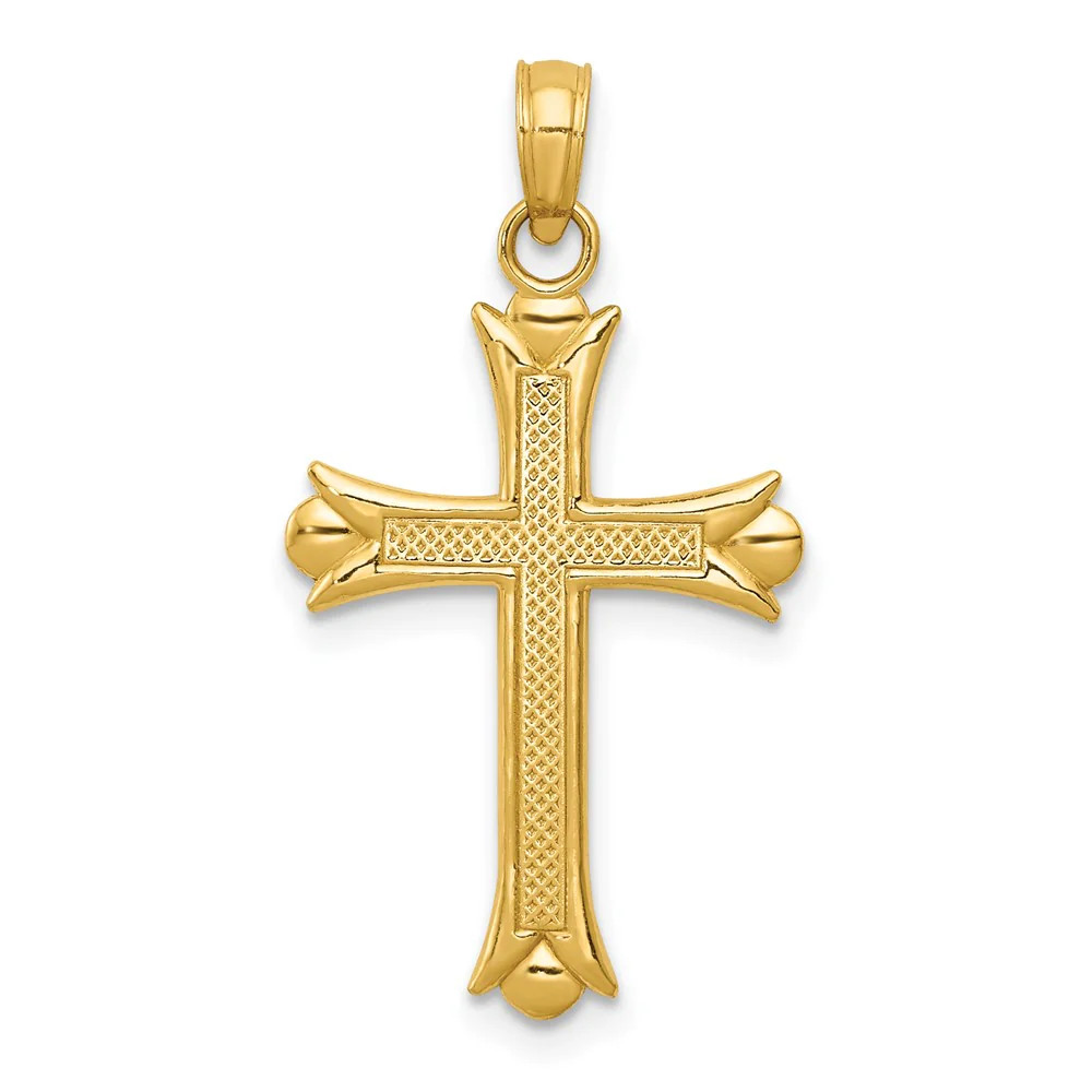 10K / 14K Yellow Gold Fleur De Lis Cross Pendant