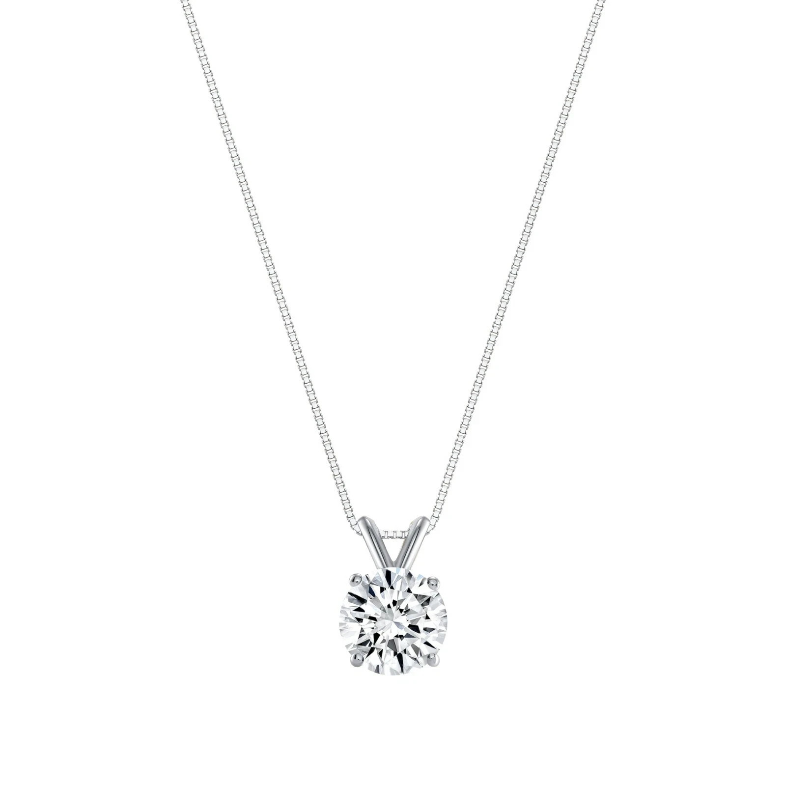 1 Ct Round Lab Grown Solid 14K White Gold Plated Pendant Necklace