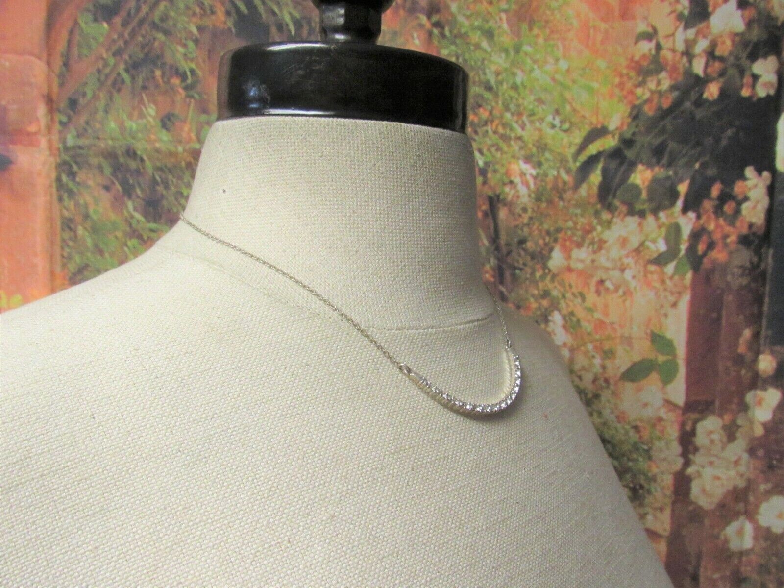 1ct Round Colorless Moissanite Curved Bar Pendant Necklace 14K White Gold Plated