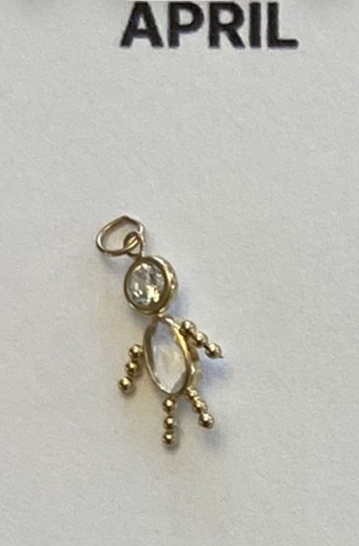 Vintage 14KT Yellow Gold BIRTHSTONE BABY BOY / GIRL Charm PENDANT gemstone MOM