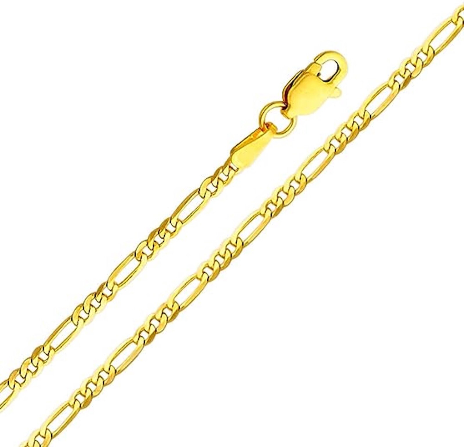 14k REAL Gold 2mm Figaro Chain-14K Real Yellow Gold Figaro Chain-5 Sizes – CH159