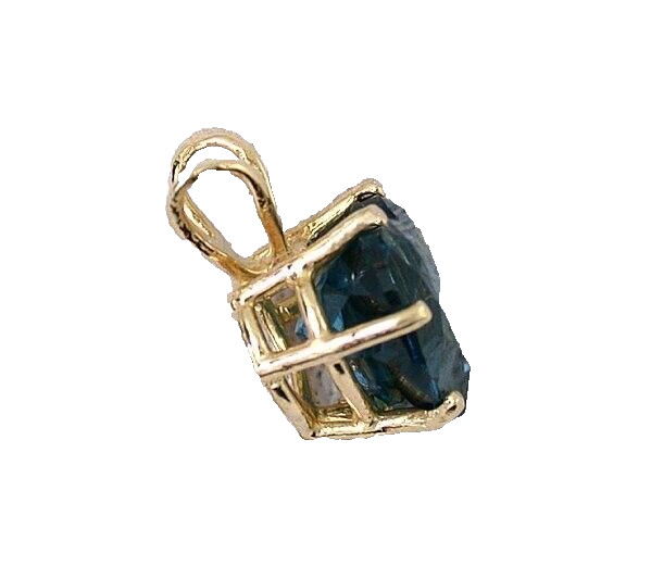 14Kt Gold 8mm Heart London Blue Topaz Gemstone 1/2 x 1/3 Inch Pendant EBS199EP24