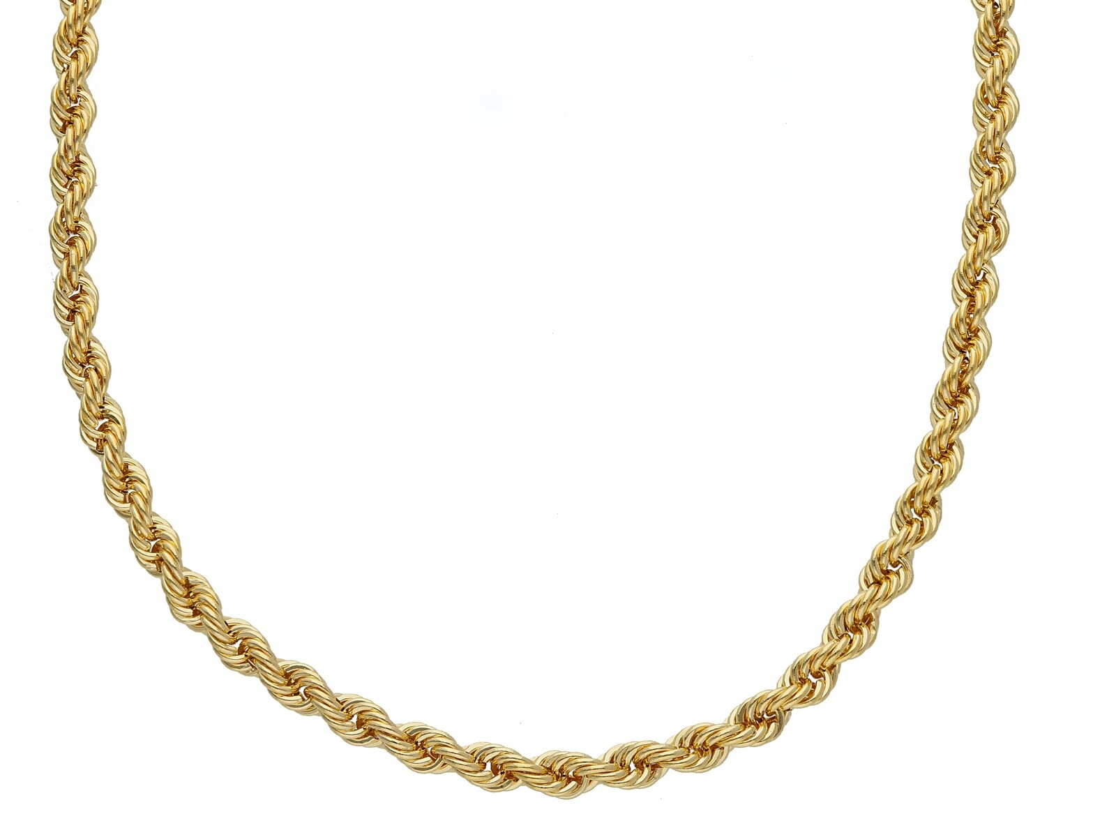 18K YELLOW GOLD LONG CHAIN NECKLACE 3.5mm BRAID ROPE LINK 70cm 27.5″ ITALY MADE