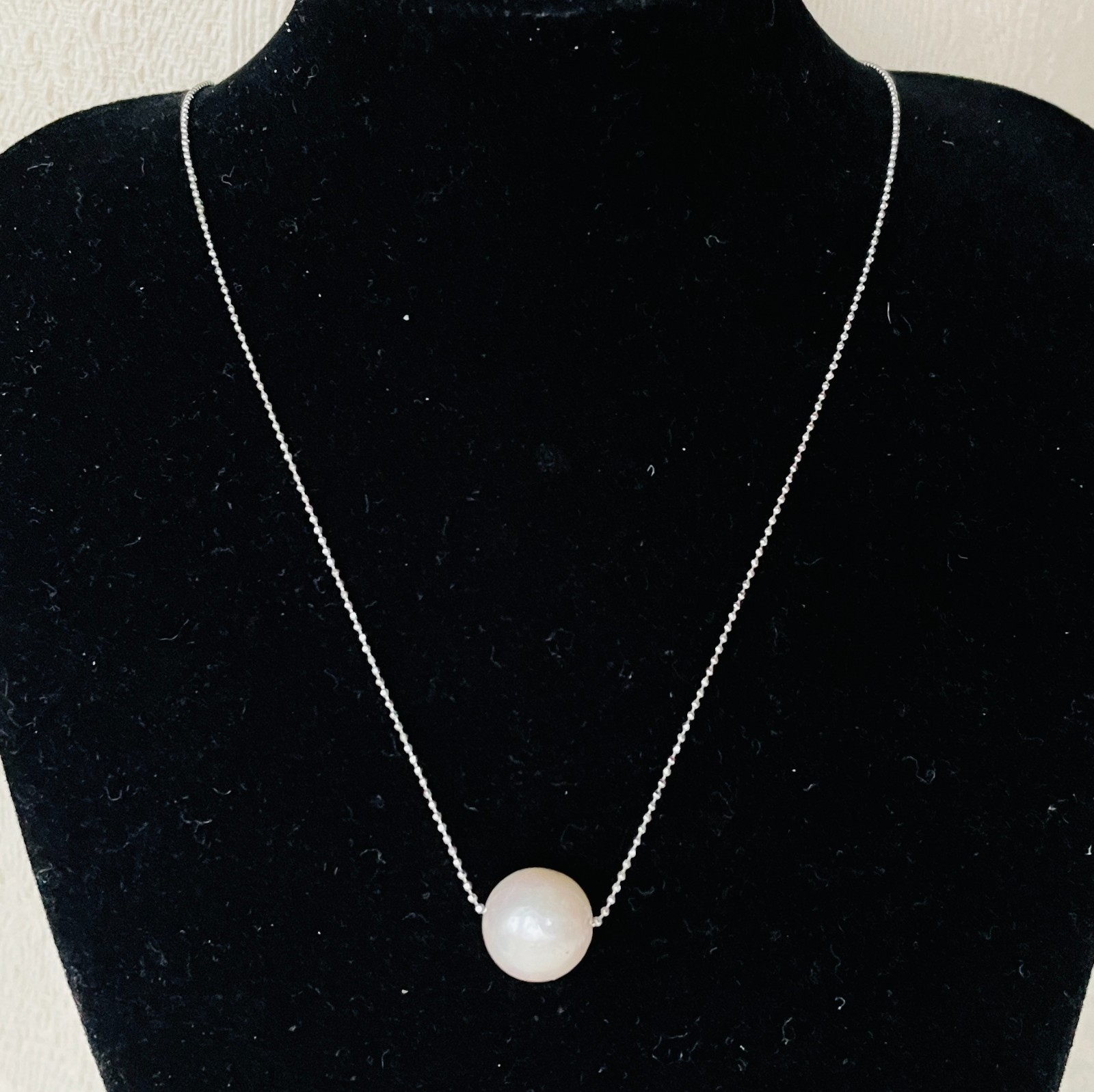 Honora 18 Inch 925 Sterling Silver Necklace, 11 mm Sliding Pearl Pendant – NEW!