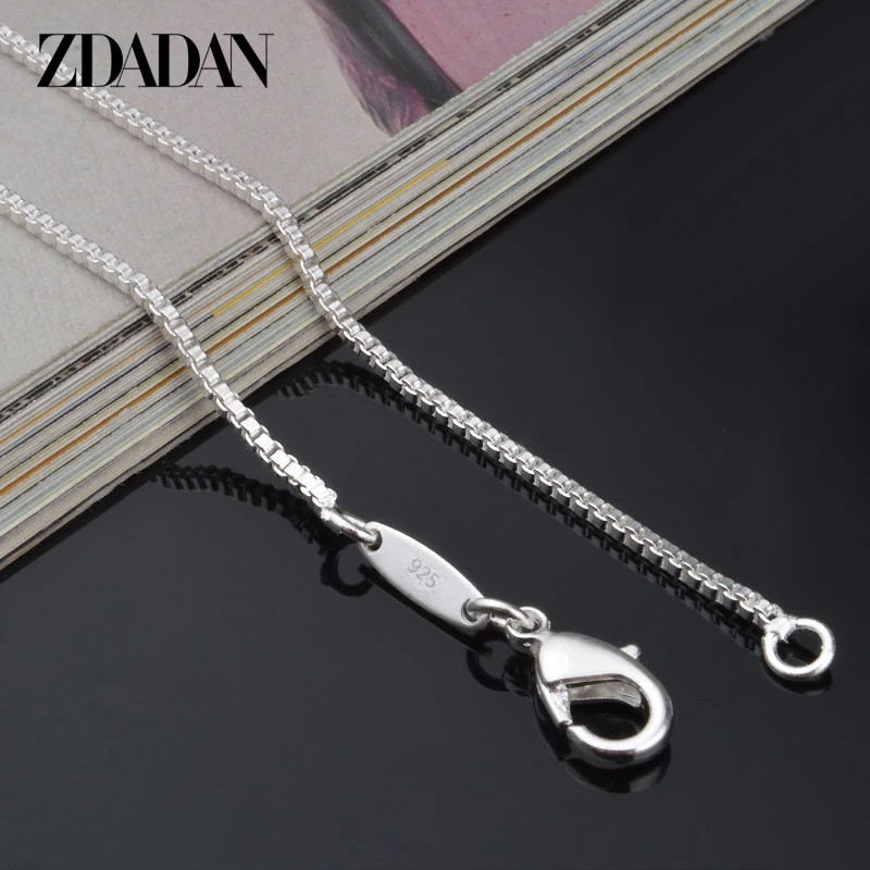 100% Genuine Sterling Silver 2mm Box Chain Necklace For Women Fashion