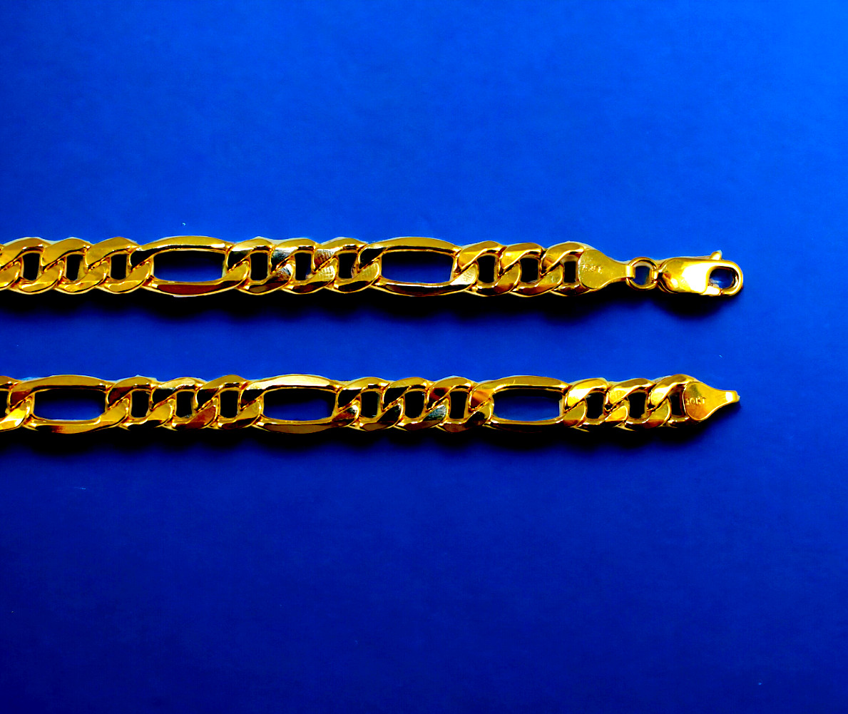 10K Yellow Gold 2mm-8mm Figaro Chain Necklace All Sizes Real Gold Men Women