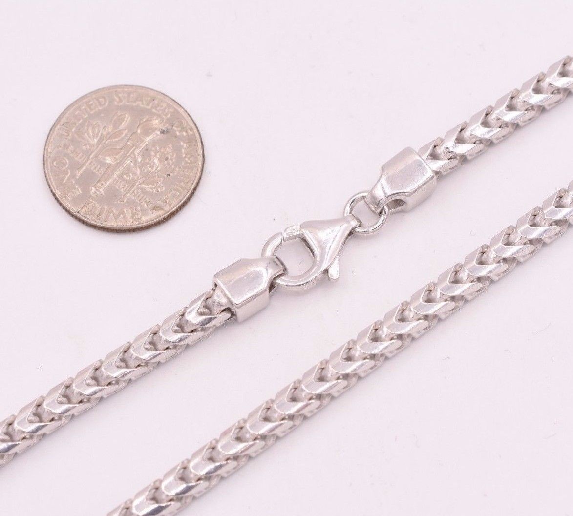 3.5mm Anti-Tarnish Solid Franco Chain Necklace Real 925 Sterling Silver ITALY