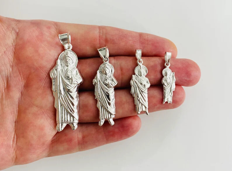 925 Sterling Silver Saint Jude Thaddeus Pendant, 925 Silver Jude – P155