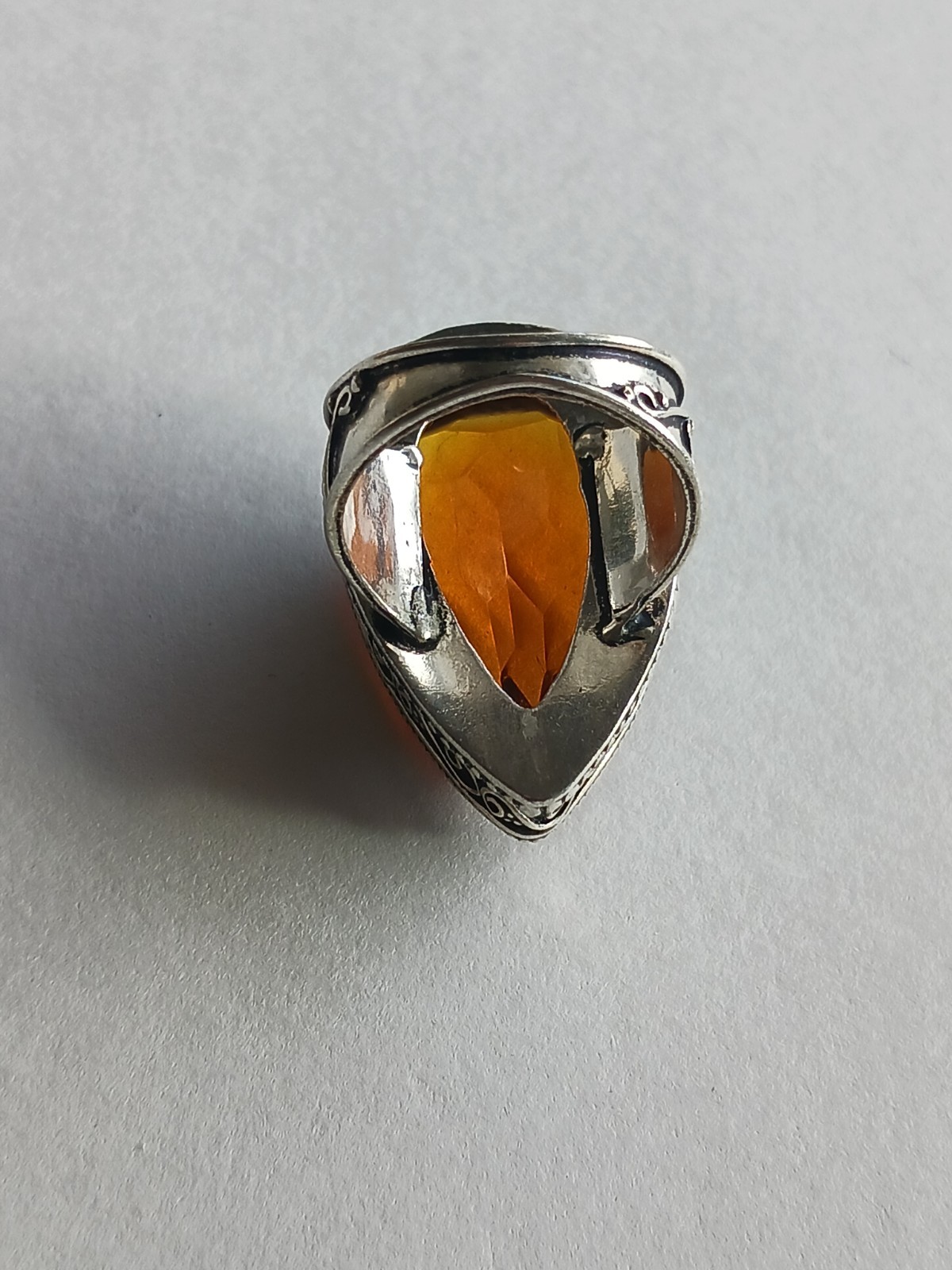 womens sterling silver .925 Citrine gemstone ring Artisan sz. 7.5