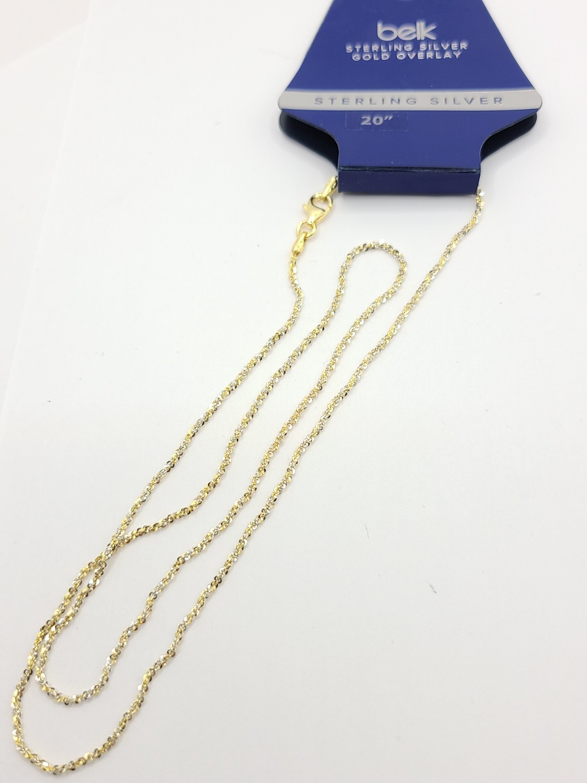 Belk Sterling Silver 20″ Sparkle Chain Necklace in 24K Gold Plated Metal