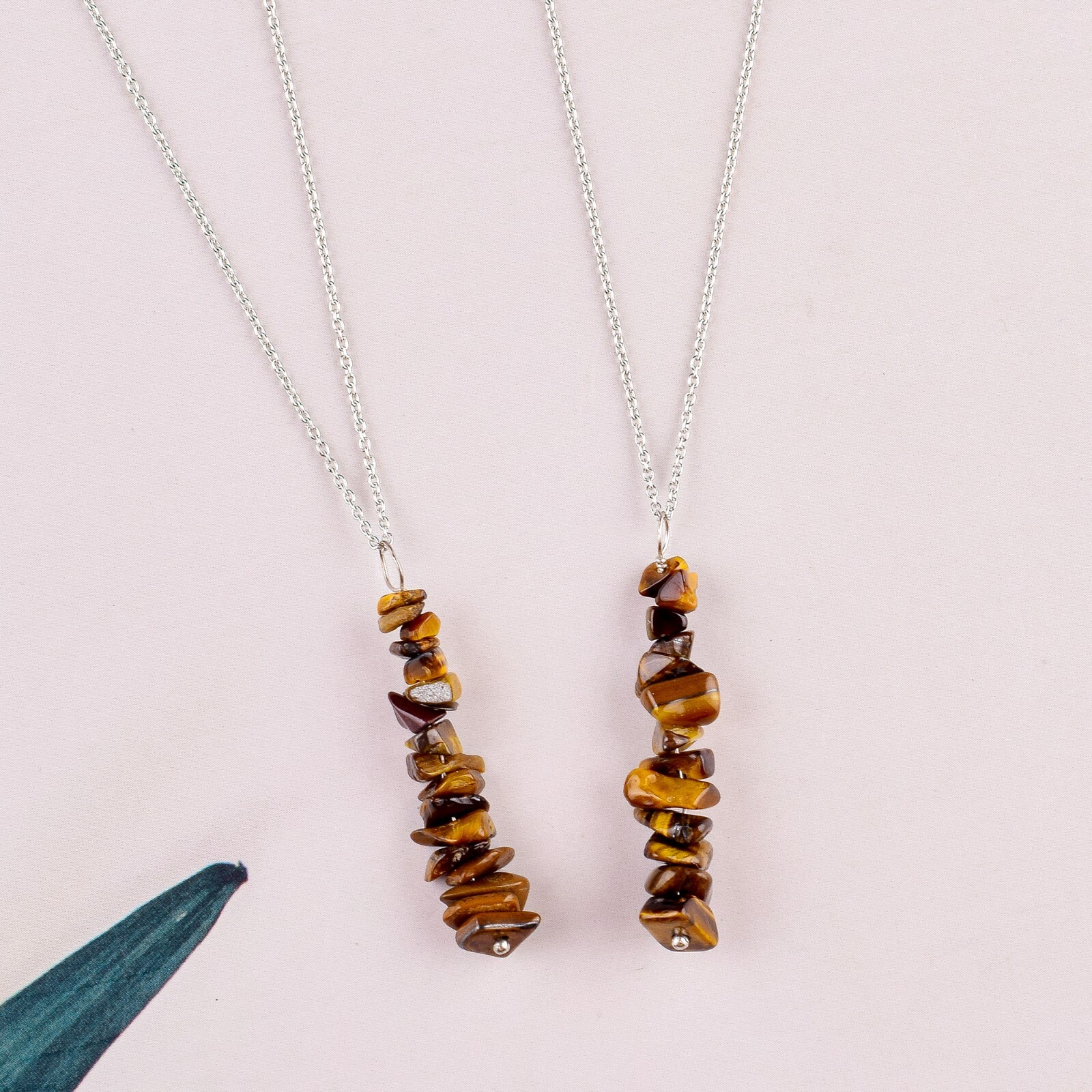 Natural Raw Tiger’s Eye Gemstone Pendant Dainty Necklace Healing stone Jewelry