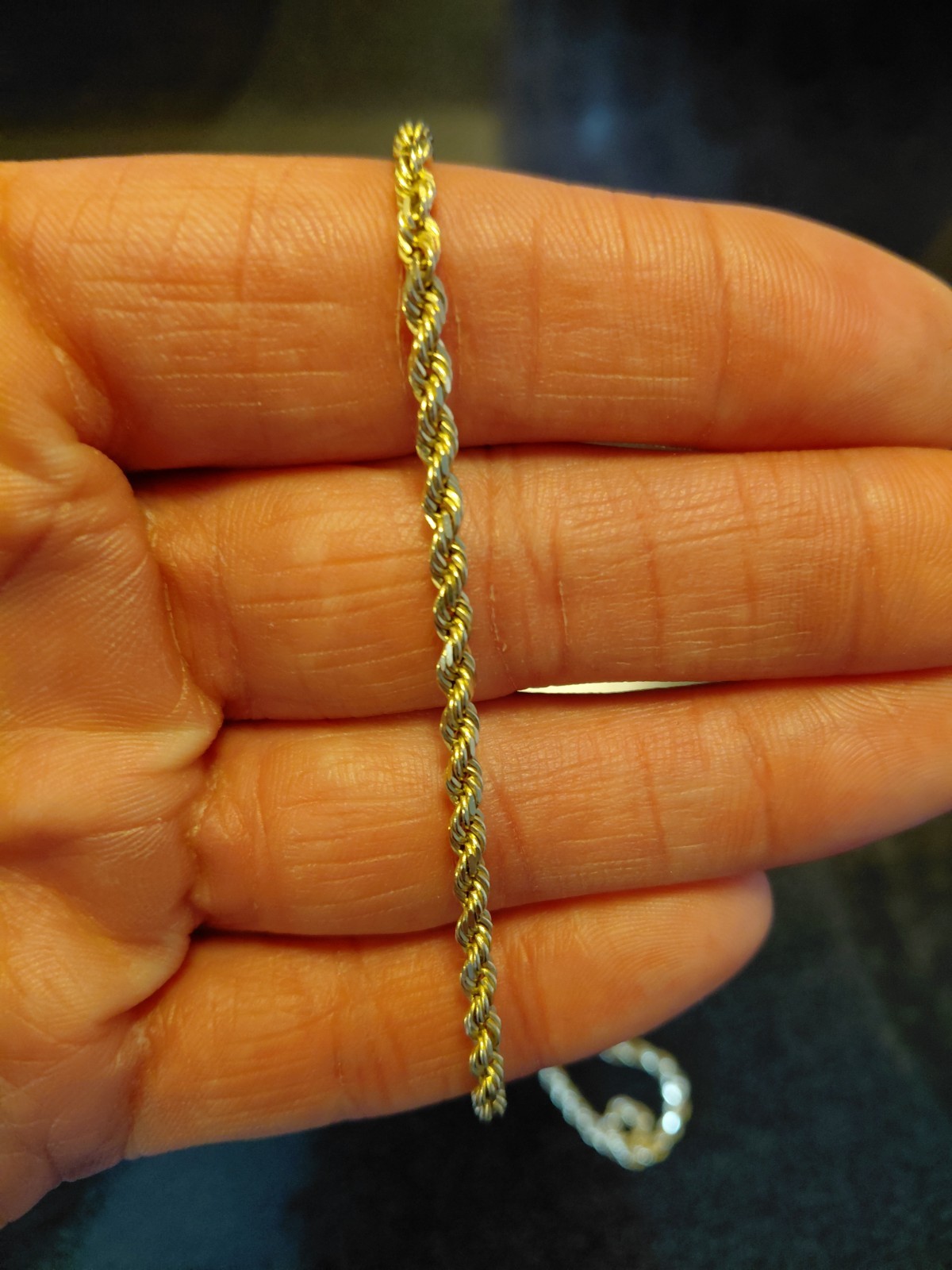 BEAUTIFUL 10K YELLOW GOLD 24″ SOLID 3 mm ROPE CHAIN 17 GRAMS