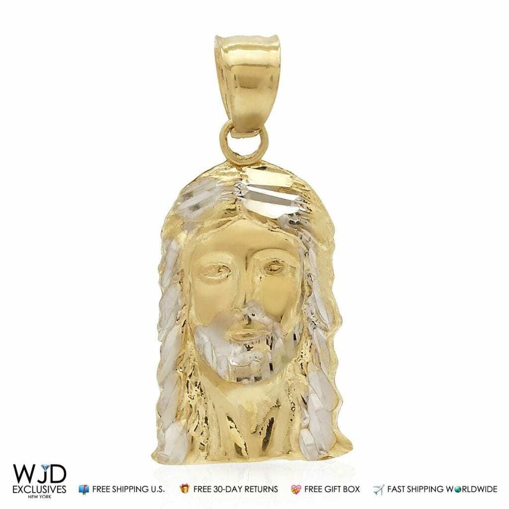 10K Yellow Gold Diamond Cut Religious Jesus Pendant 1.6 Grams