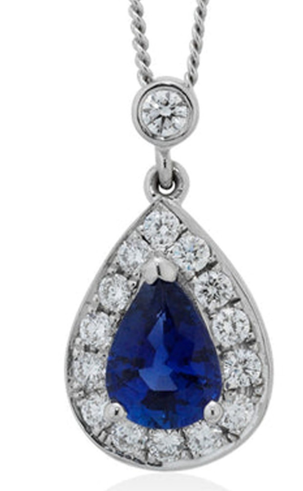 0.50ct Natural Round Diamond 14k BIS Hallmarked White Gold Sapphire Pendant