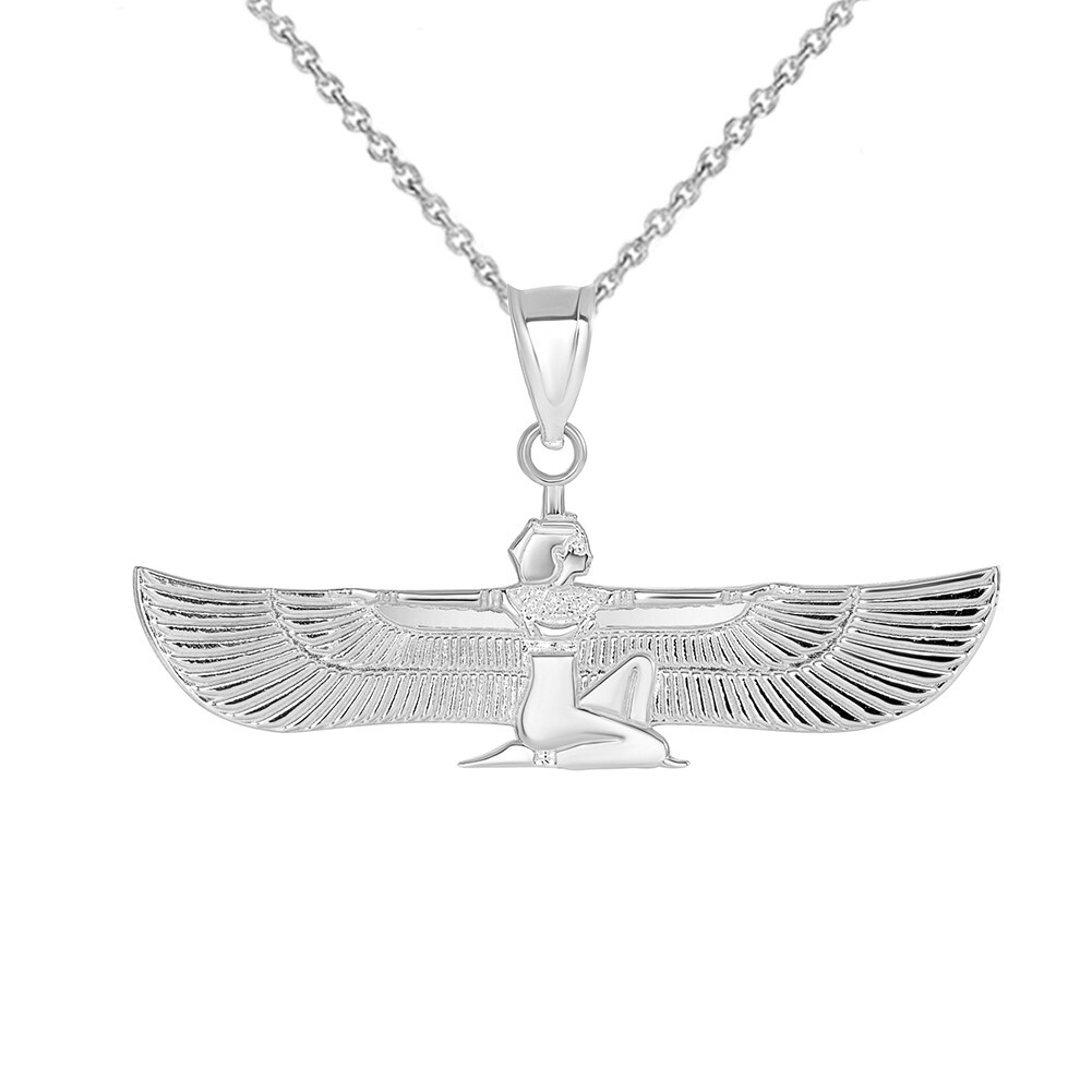 .925 Sterling Silver Isis Egyptian Goddess of Magic and Healing Pendant Necklace