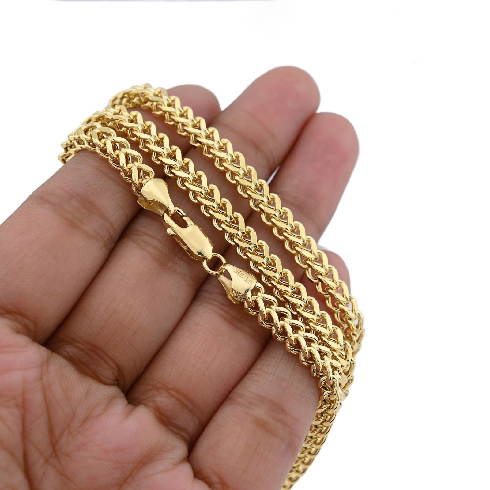 4MM Mens Franco Chain 14.3gms Necklace 1/10th 10k Gold Bonded 925 Silver 22 Inch