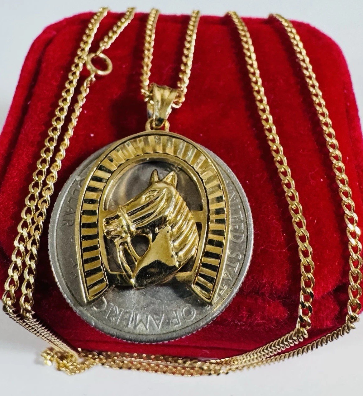 Rare 18K 750 Fine Genuine Gold Horseshoe Set Necklace 24”/23.5” Long 9.83g 2.2mm