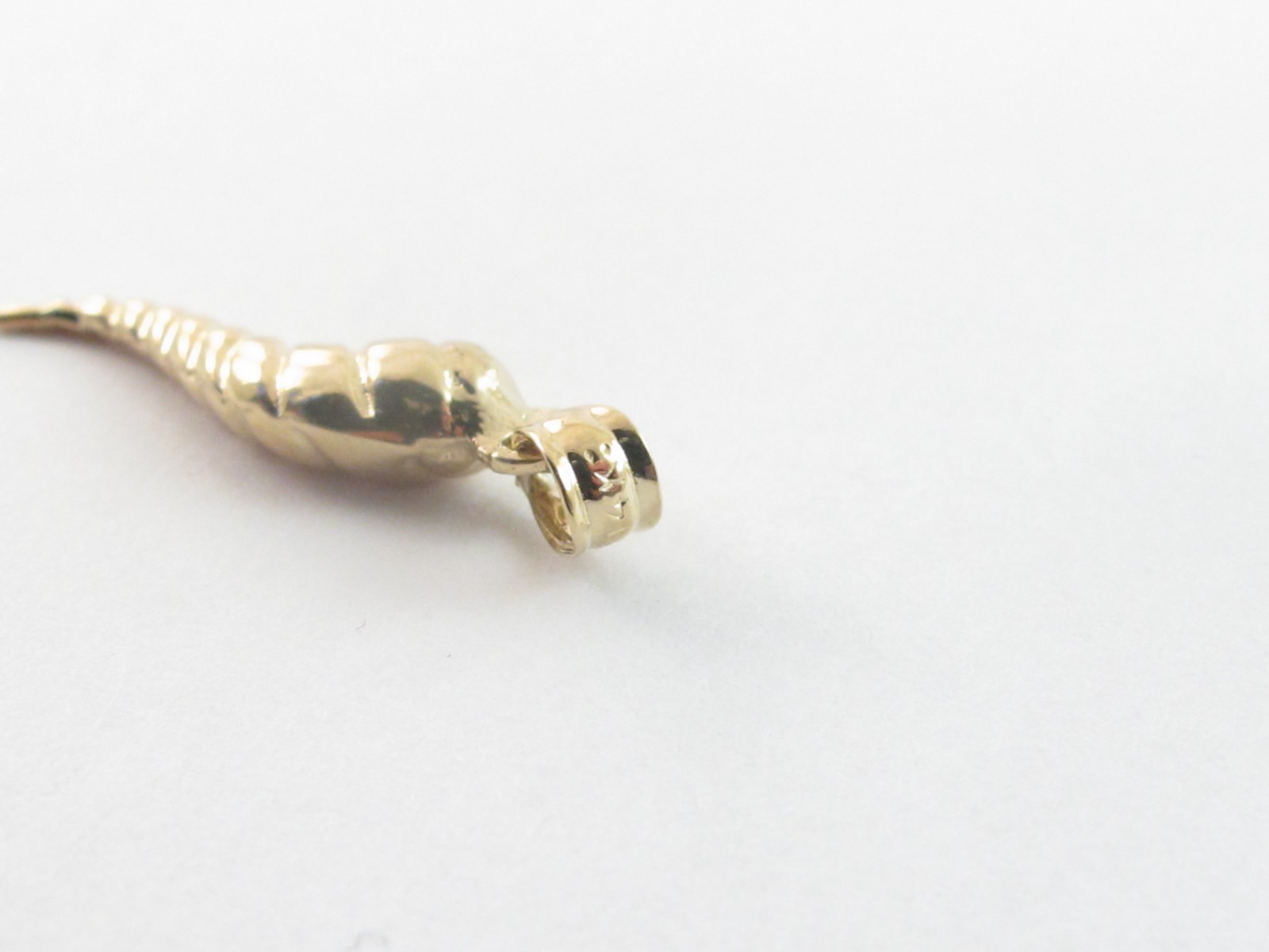 14k Solid Gold Italian Horn Pendant Available In Yellow White And Rose Gold