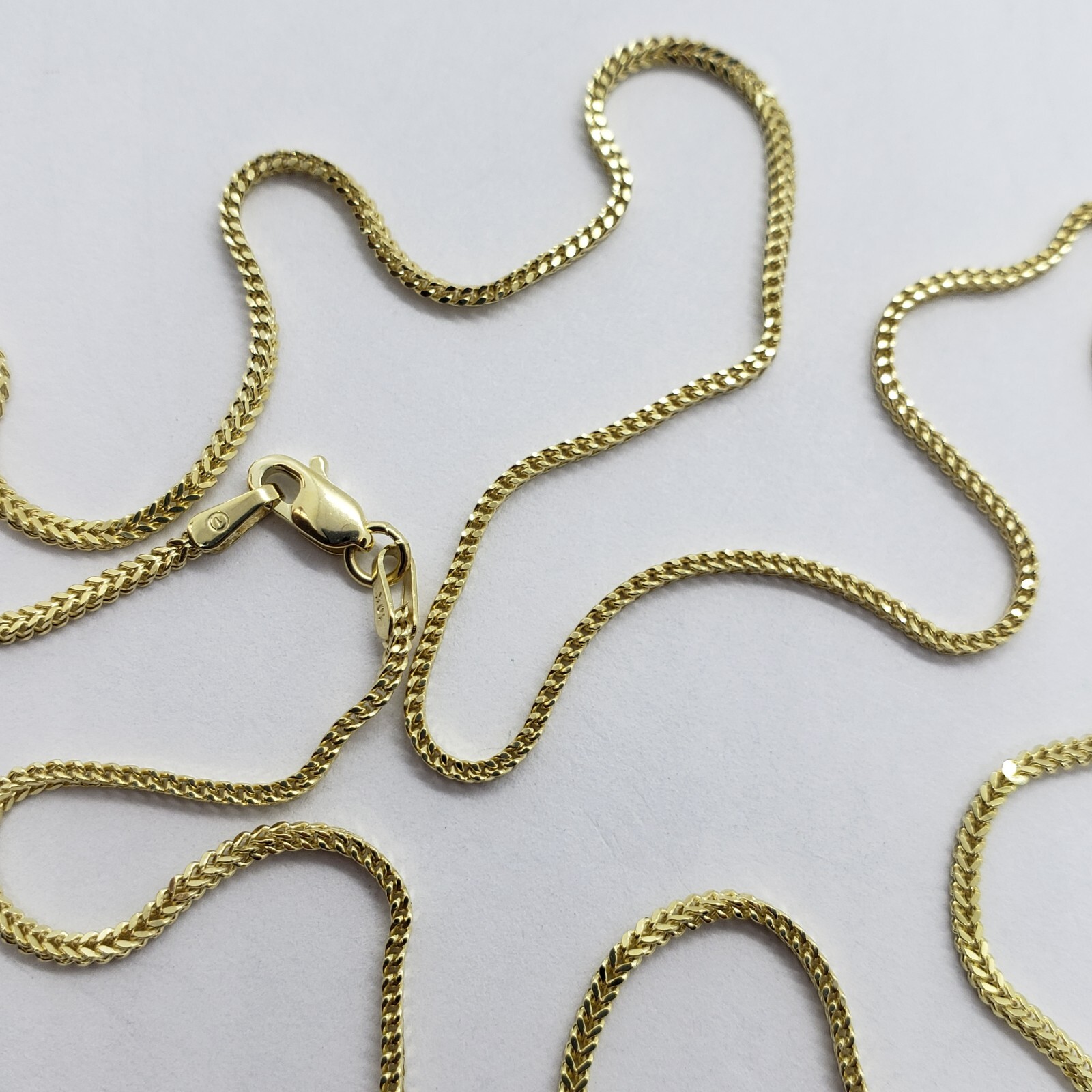 10K Hollow Yellow Gold Franco Box Link Chain Necklace Men Women 1.5mm 16-30″