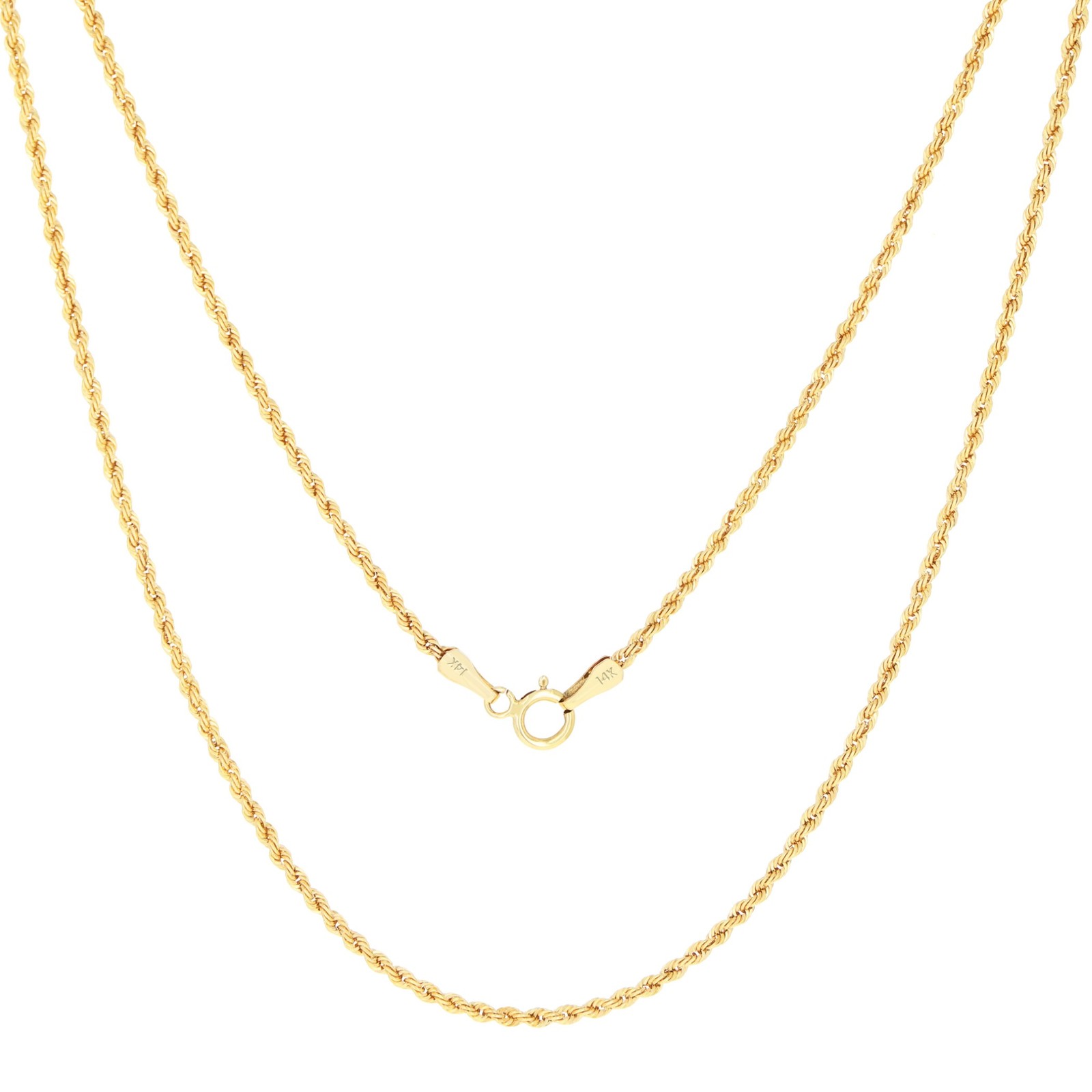 14K Yellow Gold Diamond Cut Rope Chain Necklace 1.5mm – 5mm, Men Women 16″- 30″
