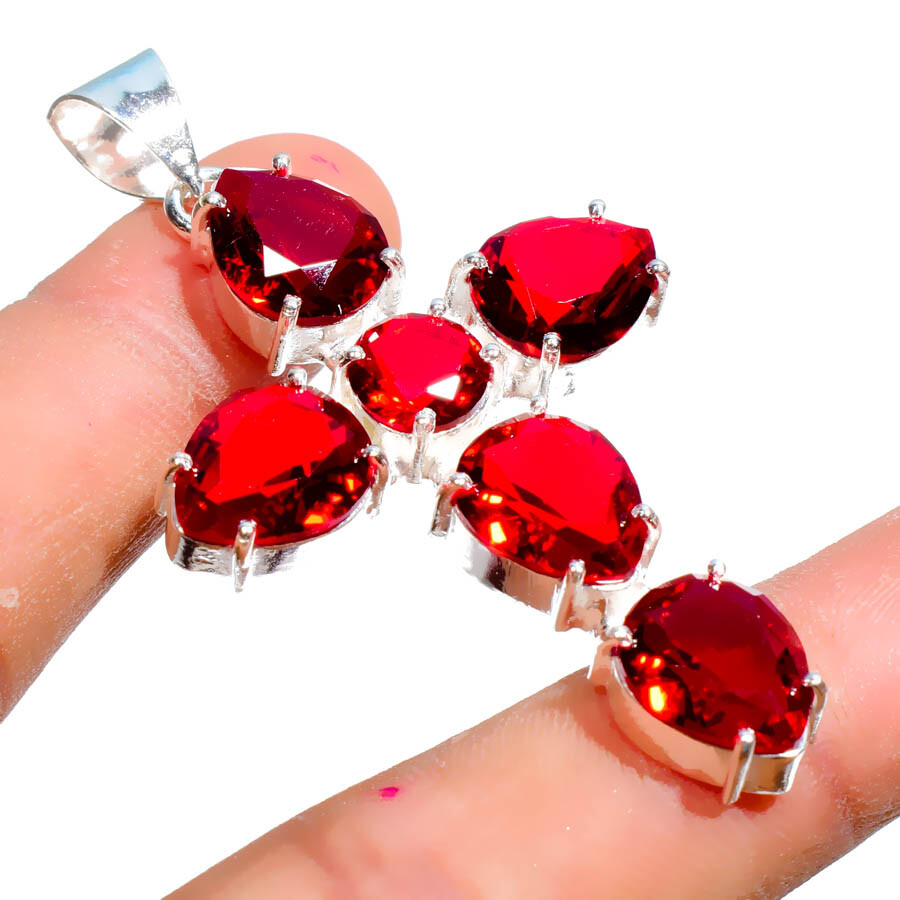 Mozambique Garnet Handmade Gemstone 925 Sterling Silver Jewelry Pendant 2.30″