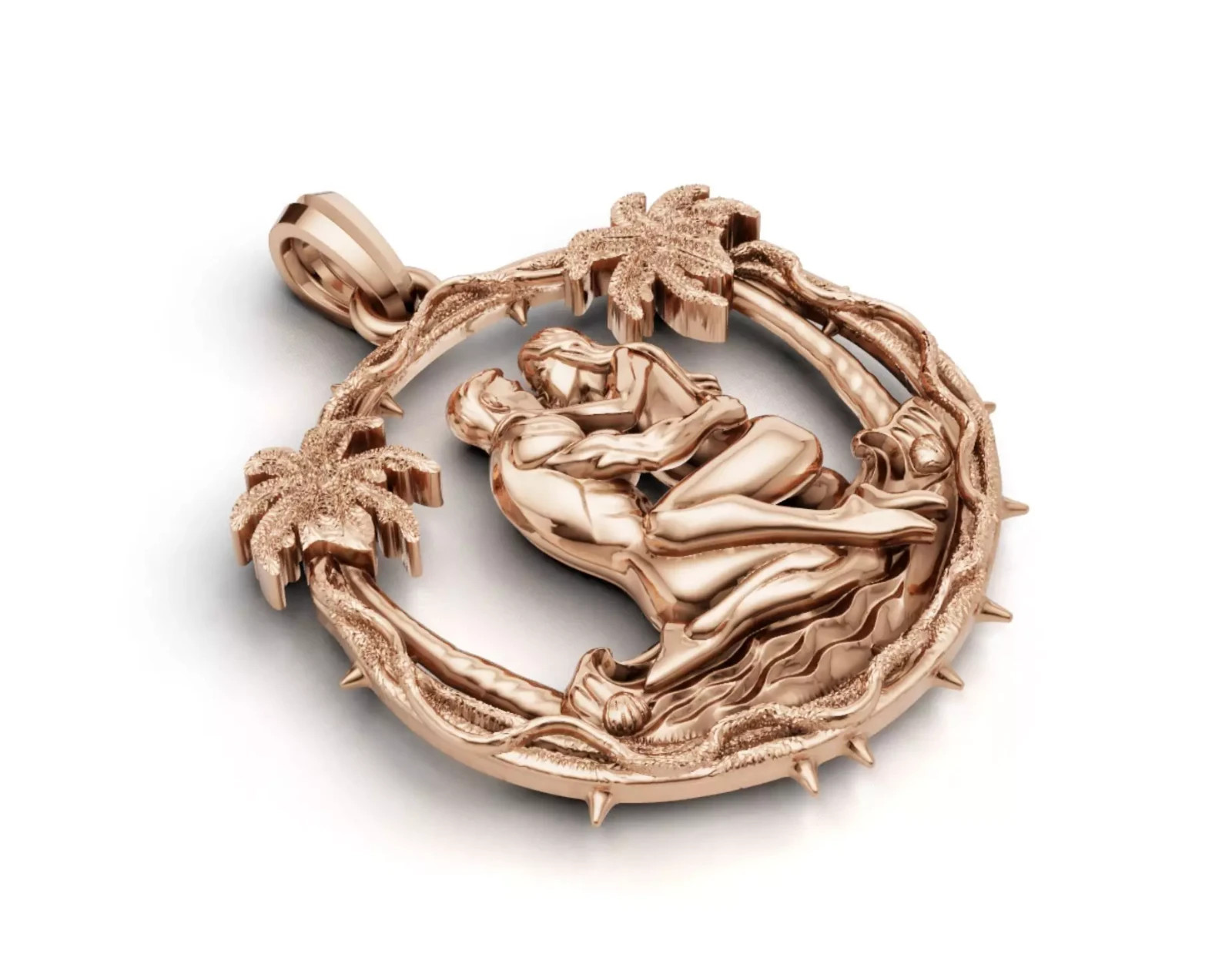Sex-On-The-Beach-Lovers-Hug-Male Female-Pendant,Crown Kising Rose flower Pendant