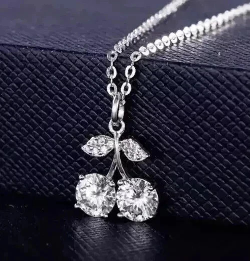1.00ct Simulated Diamond Cherry Stunning Pendant Necklace 14k White Gold Plated