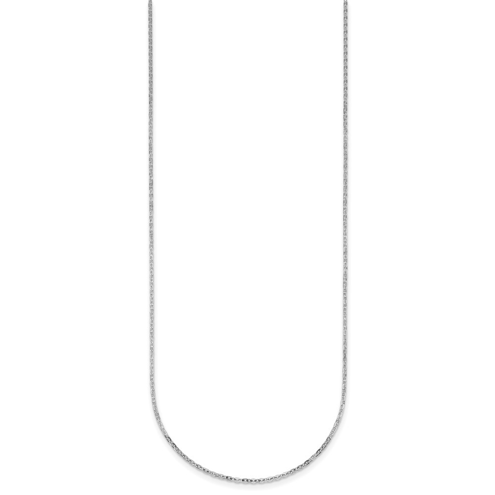 18K White Gold Polished & Diamond-cut 1.3mm Solid Flat Cable Chain Necklace 24″