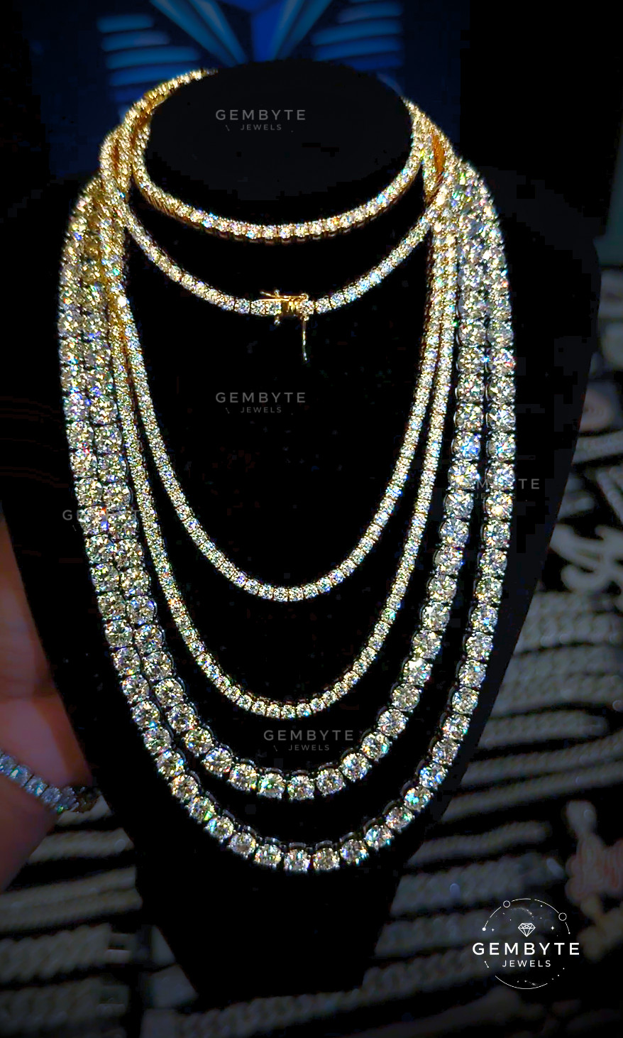 Real Moissanite Tennis Chain 925 Sterling Silver VVS D Color 2mm-6mm Mens Women